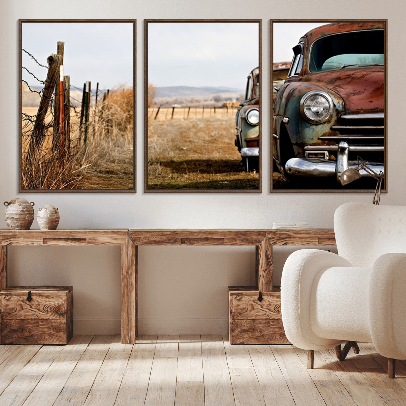 33308-MGV-CV-36X24-Old Rustic Classic Car Wall Art Canvas Print