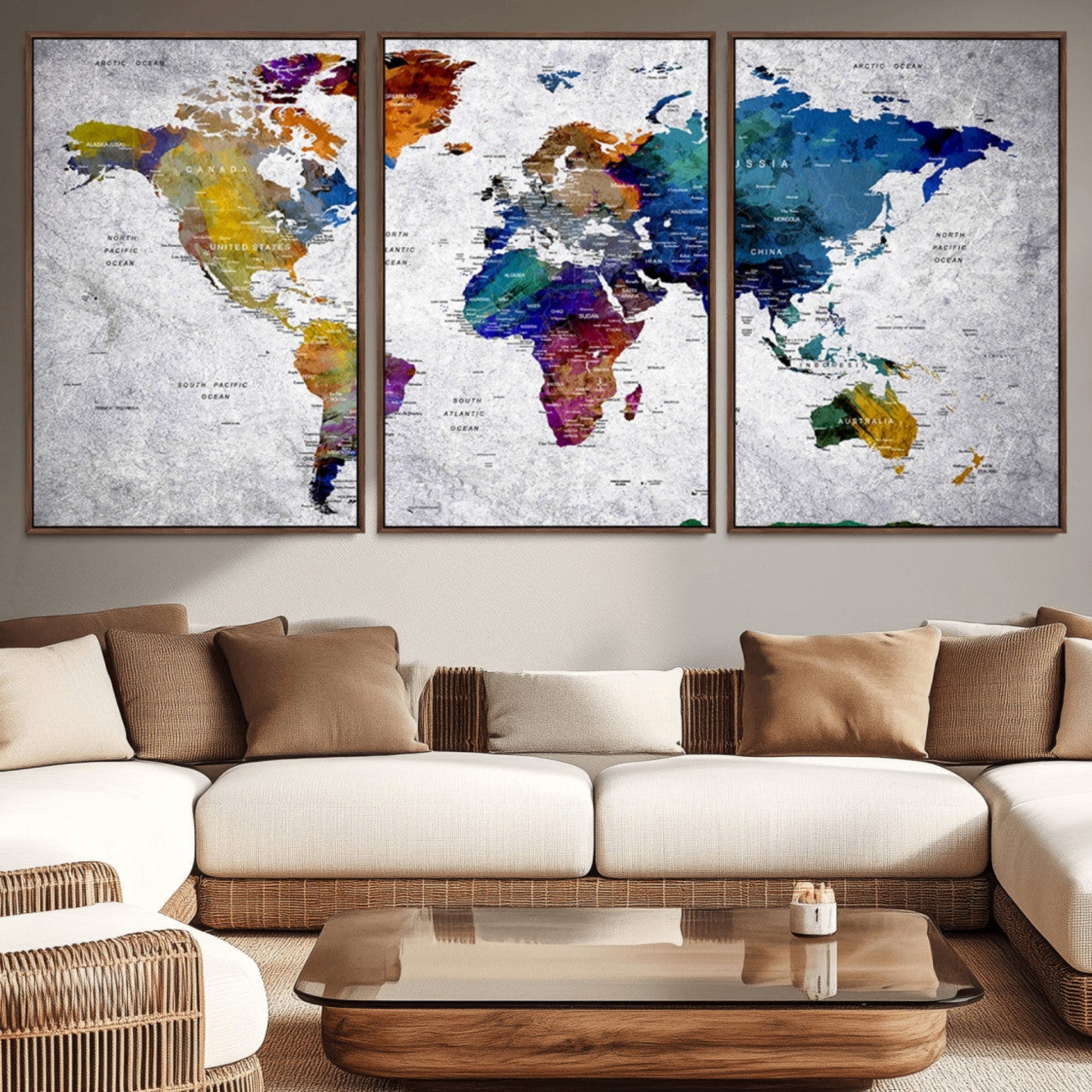 73670-MGV-CV-36X24-Push Pin World Map Canvas Print – Travel Tracker Wall Art for Couples, Perfect Anniversary Gift for Home or Office Decor