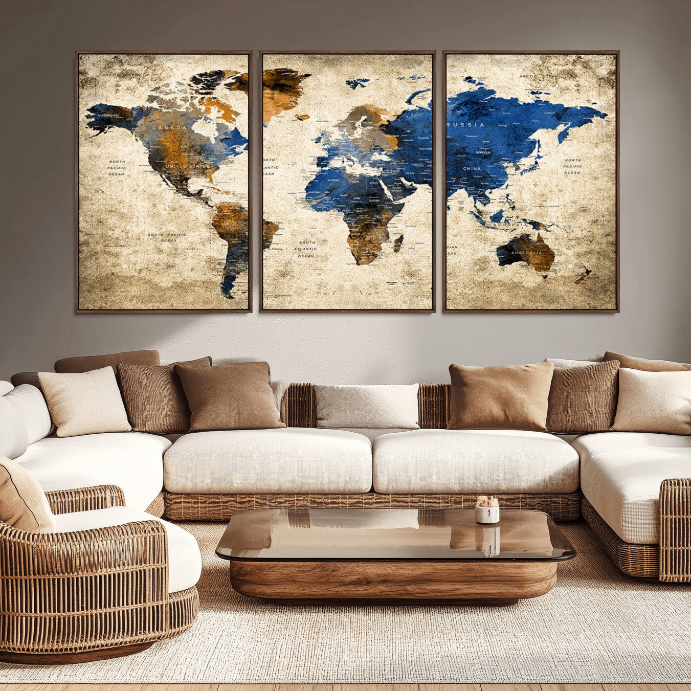 82930-MGV-CV-36X24-Push Pin World Map Canvas Print – Framed Travel Map Wall Art for Couples, Unique Gift Anniversary or Home Decor