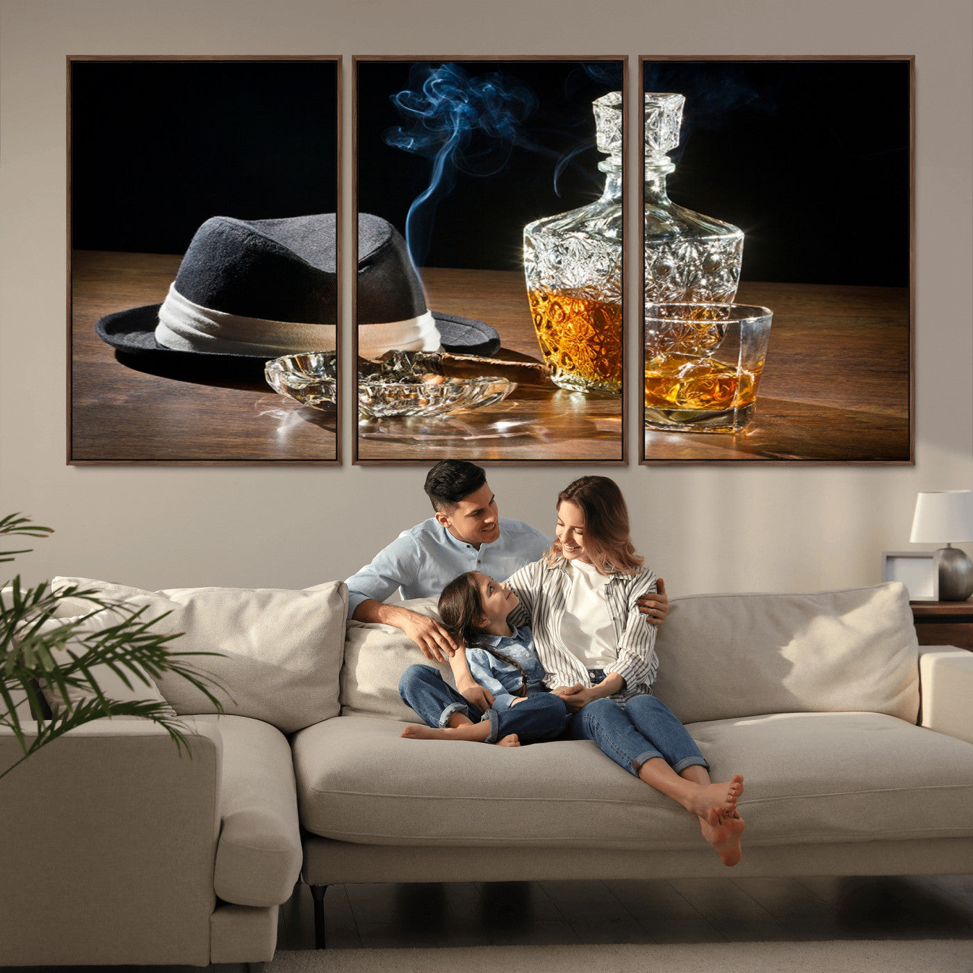 14629-MGV-FC-60X30-3P-Extra Large Bourbon Decor Whiskey Wall Art Canvas Print