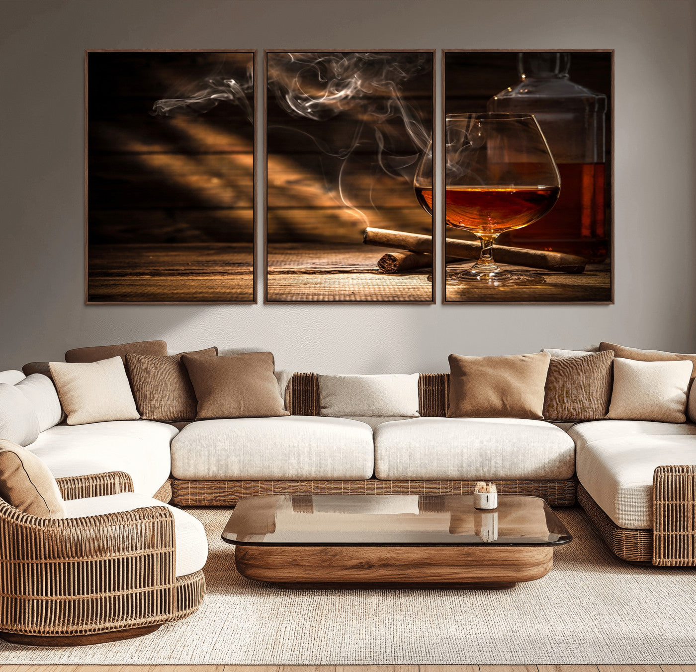 -Whiskey and Cigar Wall Art Canvas Print