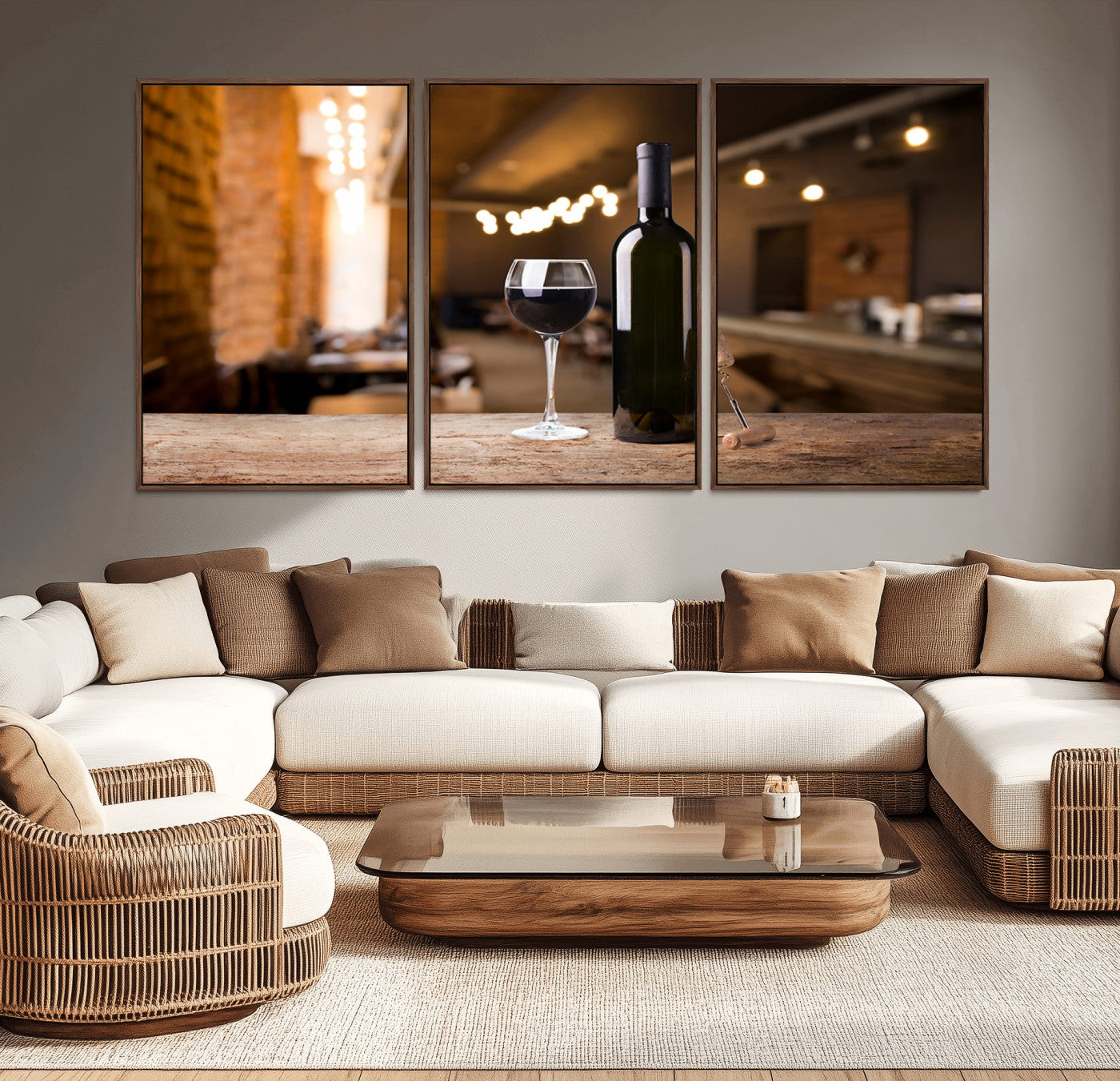 -Wine and Bottle Wall Art Canvas Print