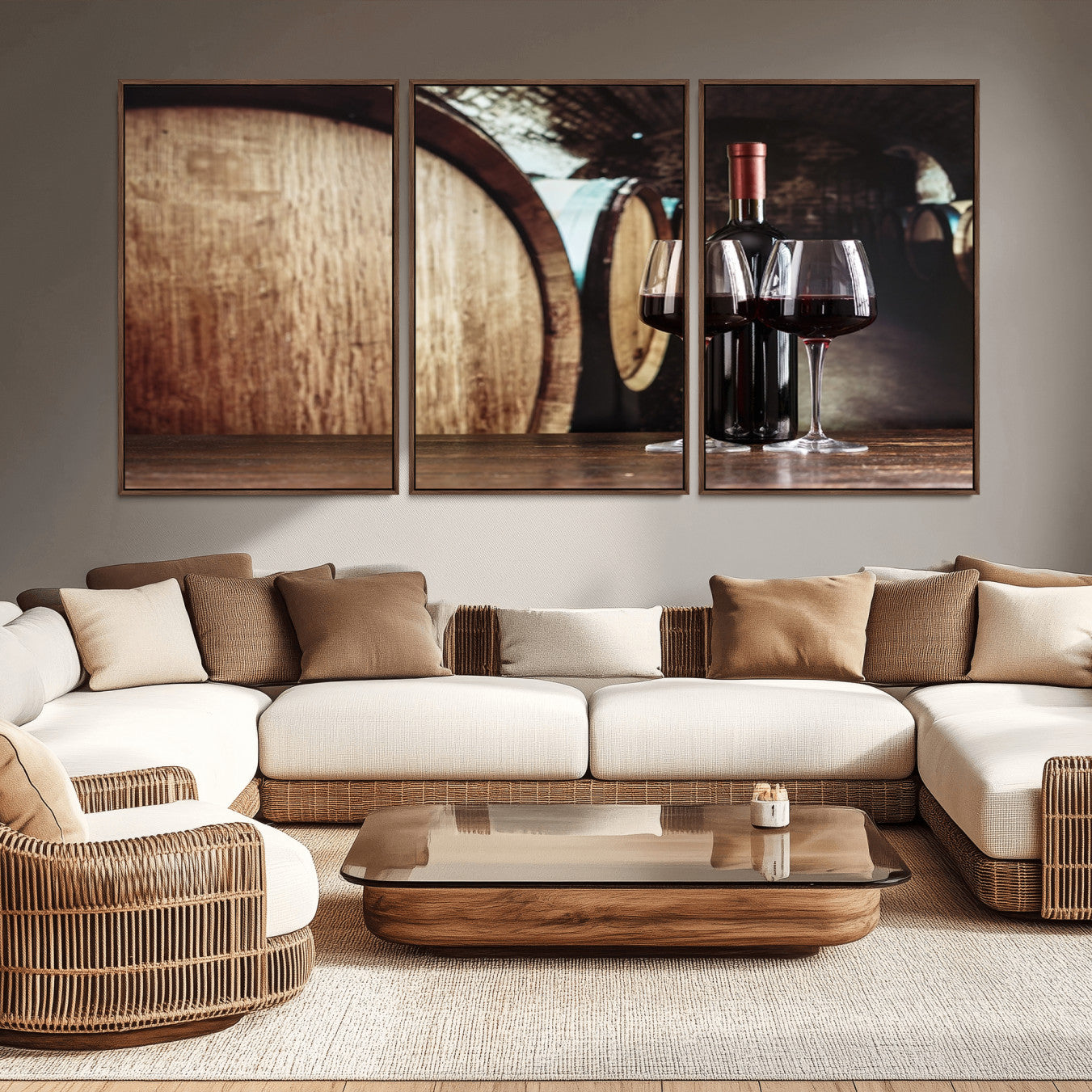 -Wine and Barrel Wall Art Canvas Print