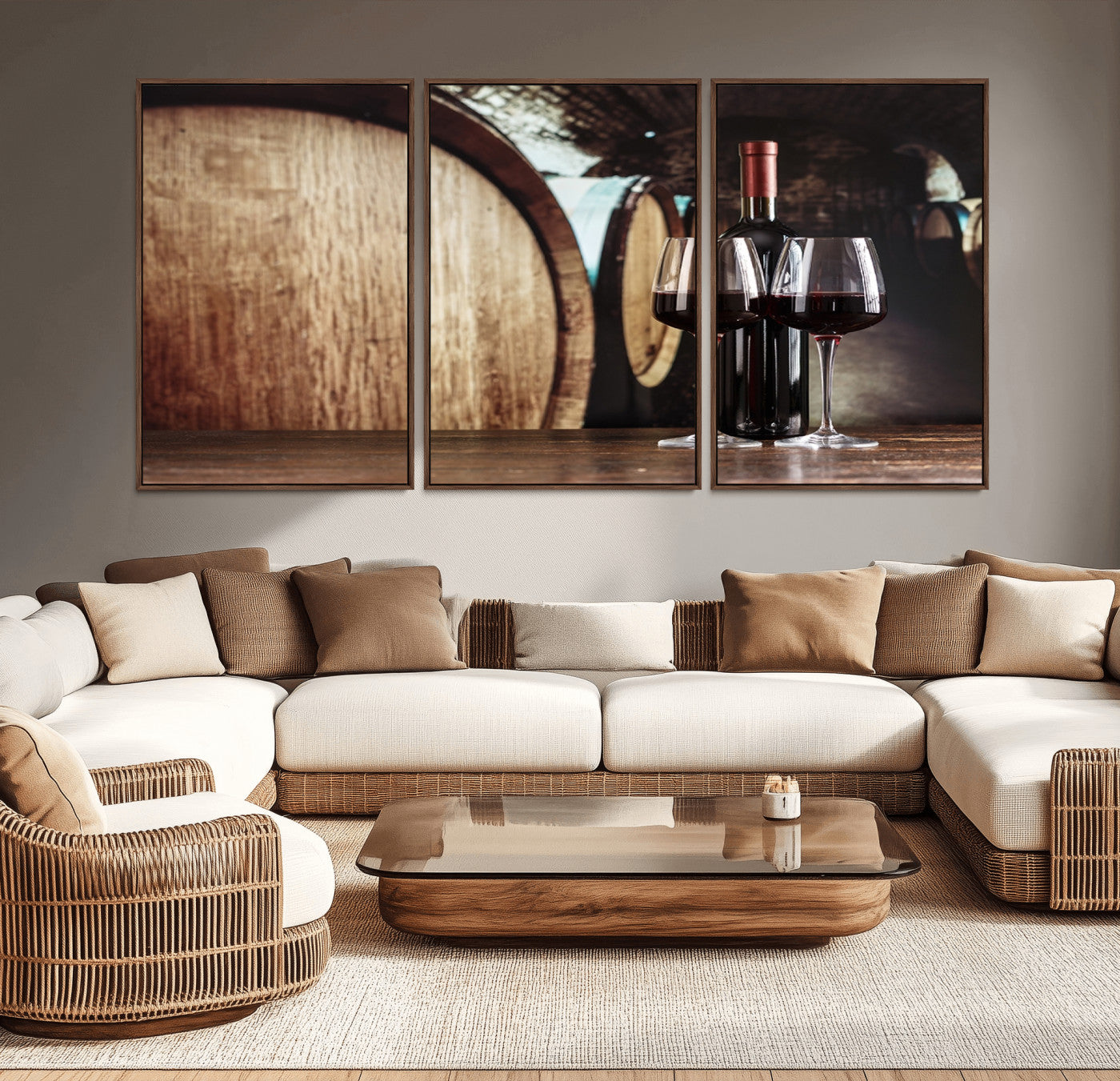 -Wine and Barrel Wall Art Canvas Print