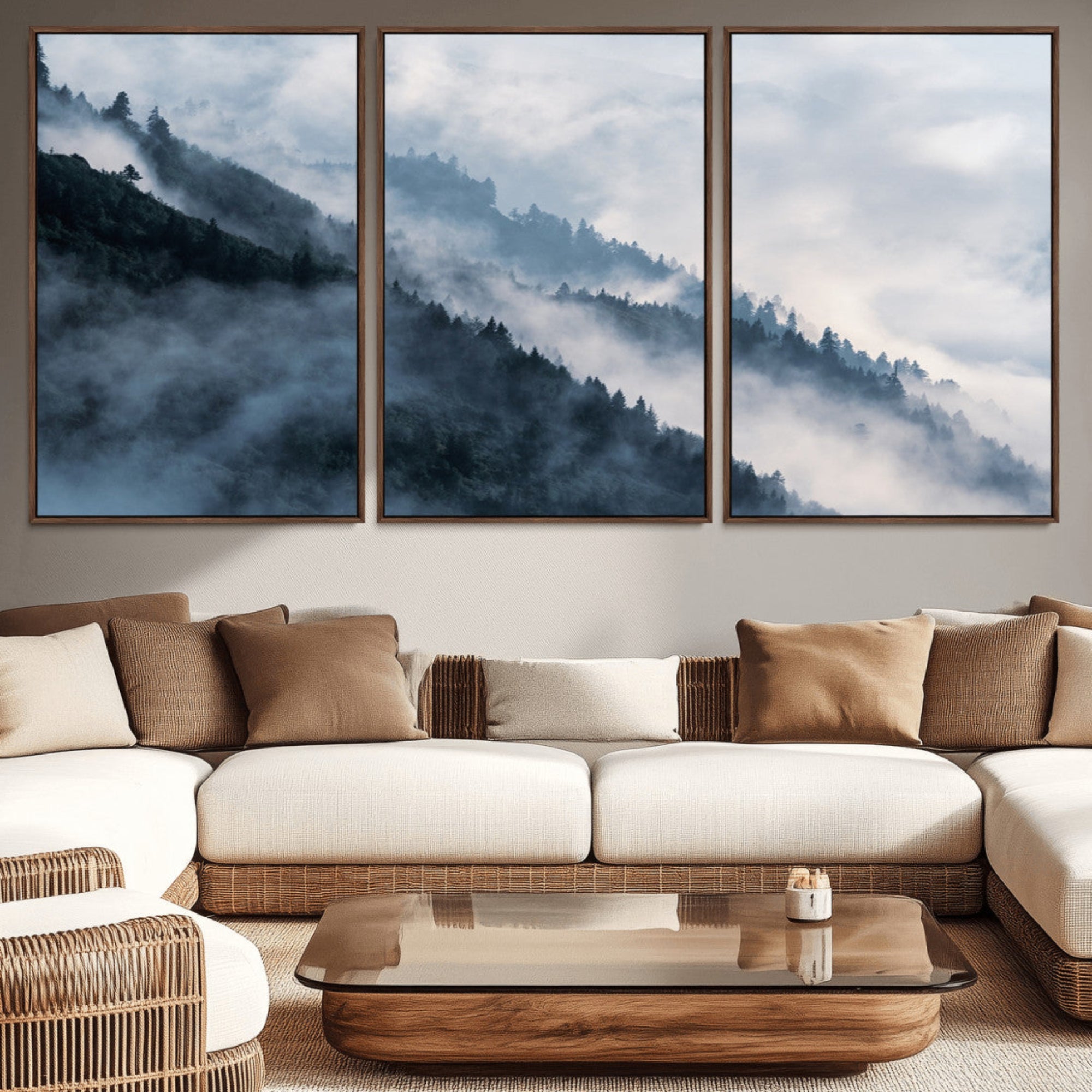 85737-MGV-CV-36X24-Foggy Forest Wall Art Canvas Print – Misty Mountain Landscape Decor – Ready to Hang Nature-Inspired