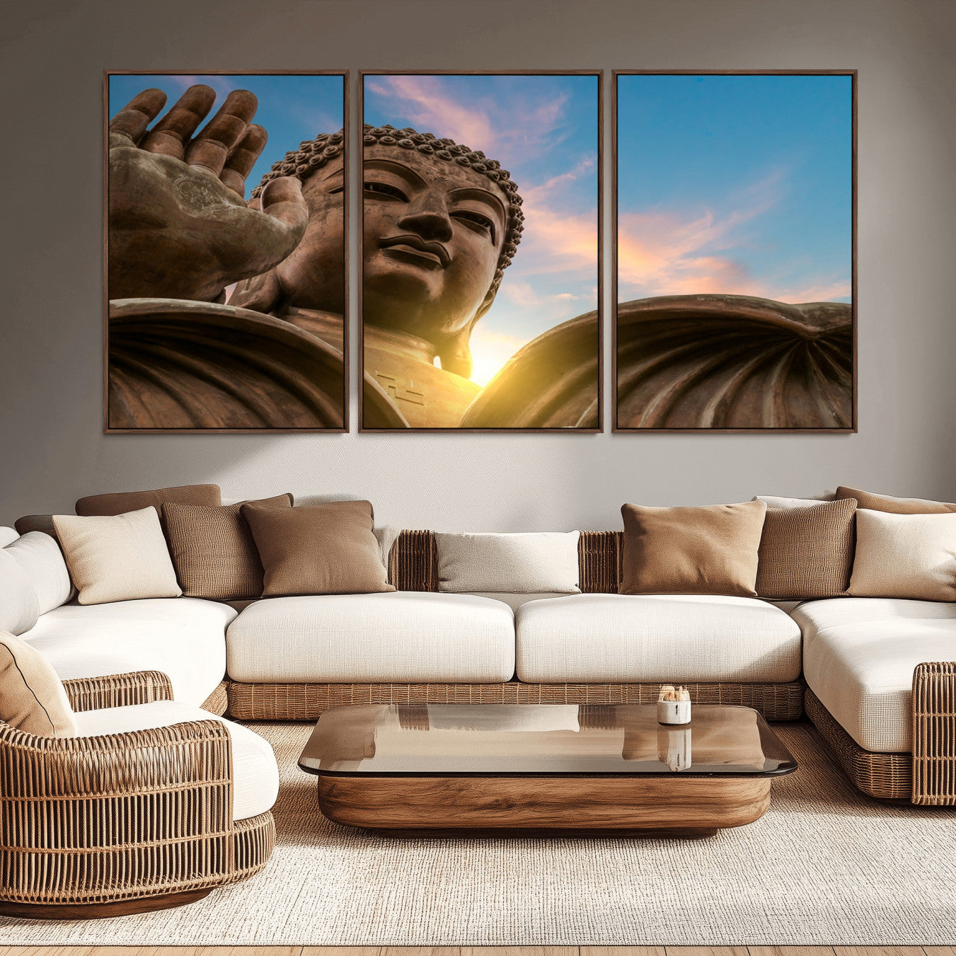 -Buddha Statue and Daylight Wall Art, Buddha Statue Wall Art Canvas Print
