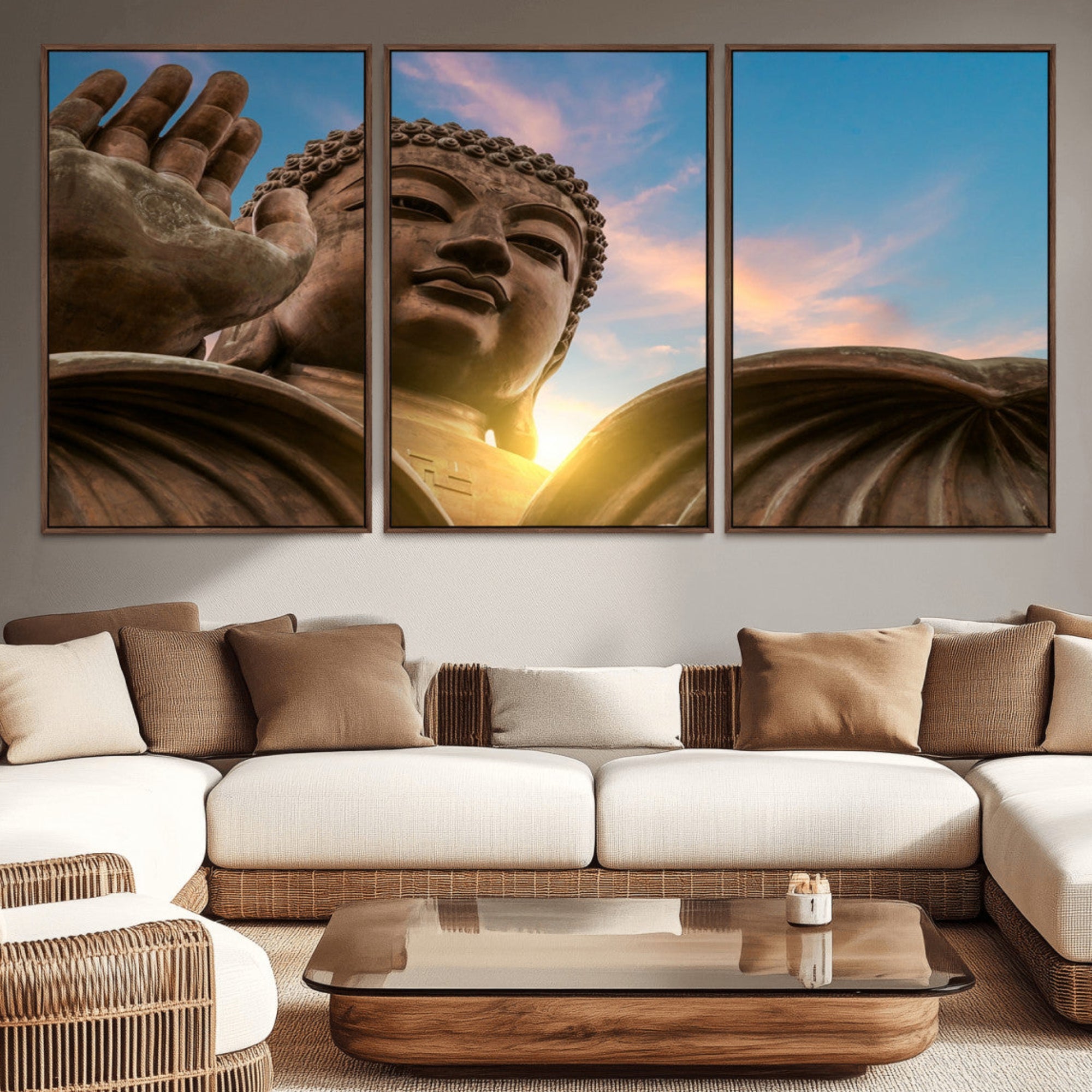 94703-MGV-CV-36X24-Buddha Statue and Daylight Wall Art, Buddha Statue Wall Art Canvas Print