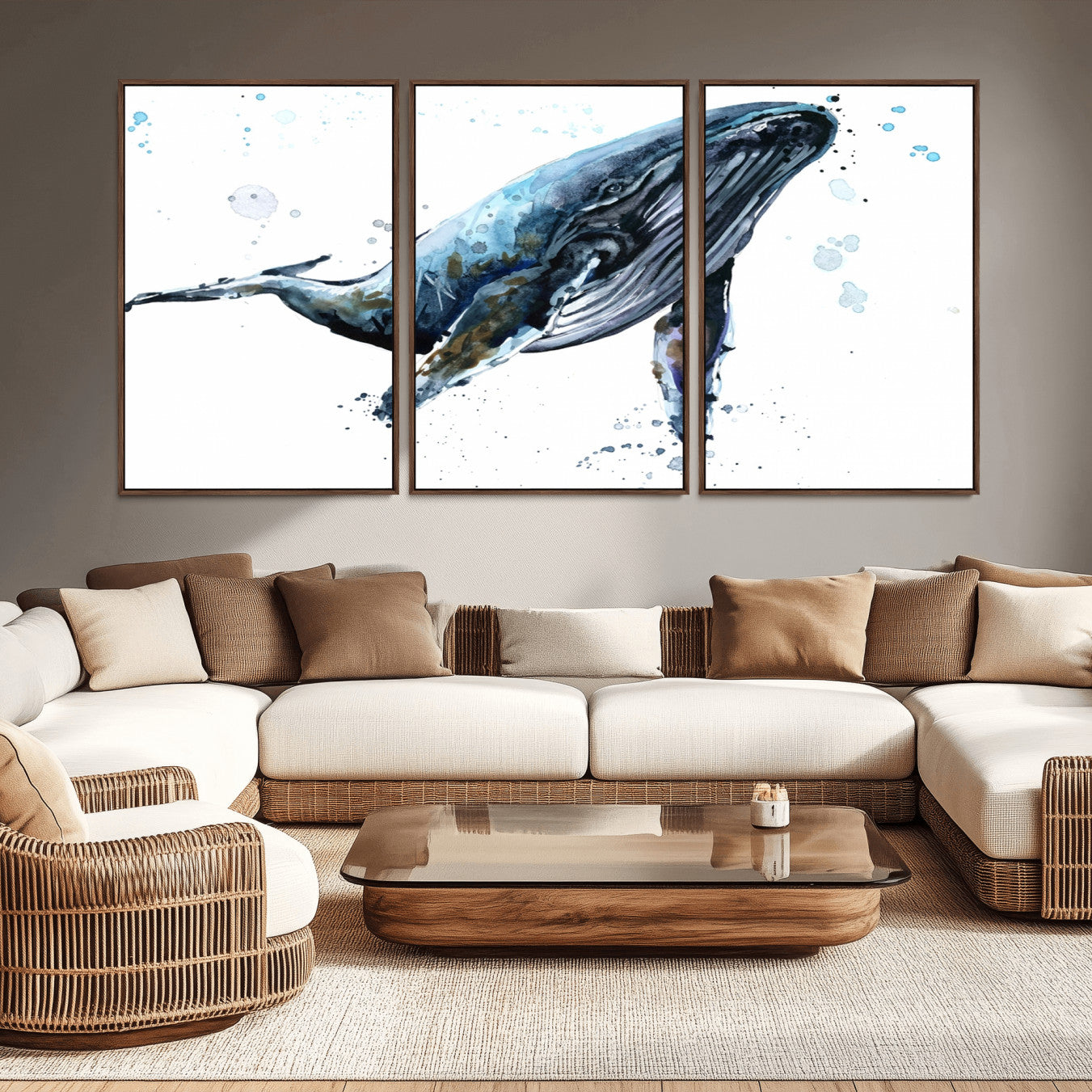 -Watercolor Whale Wall Art Canvas Print