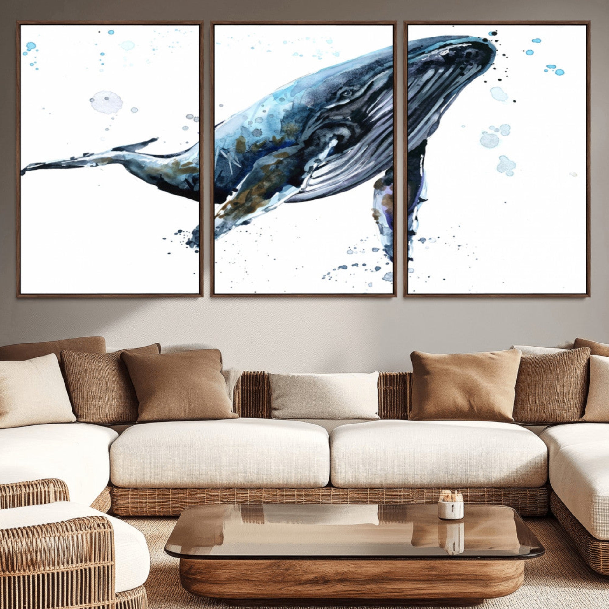 58370-MGV-CV-36X24-Watercolor Whale Wall Art Canvas Print