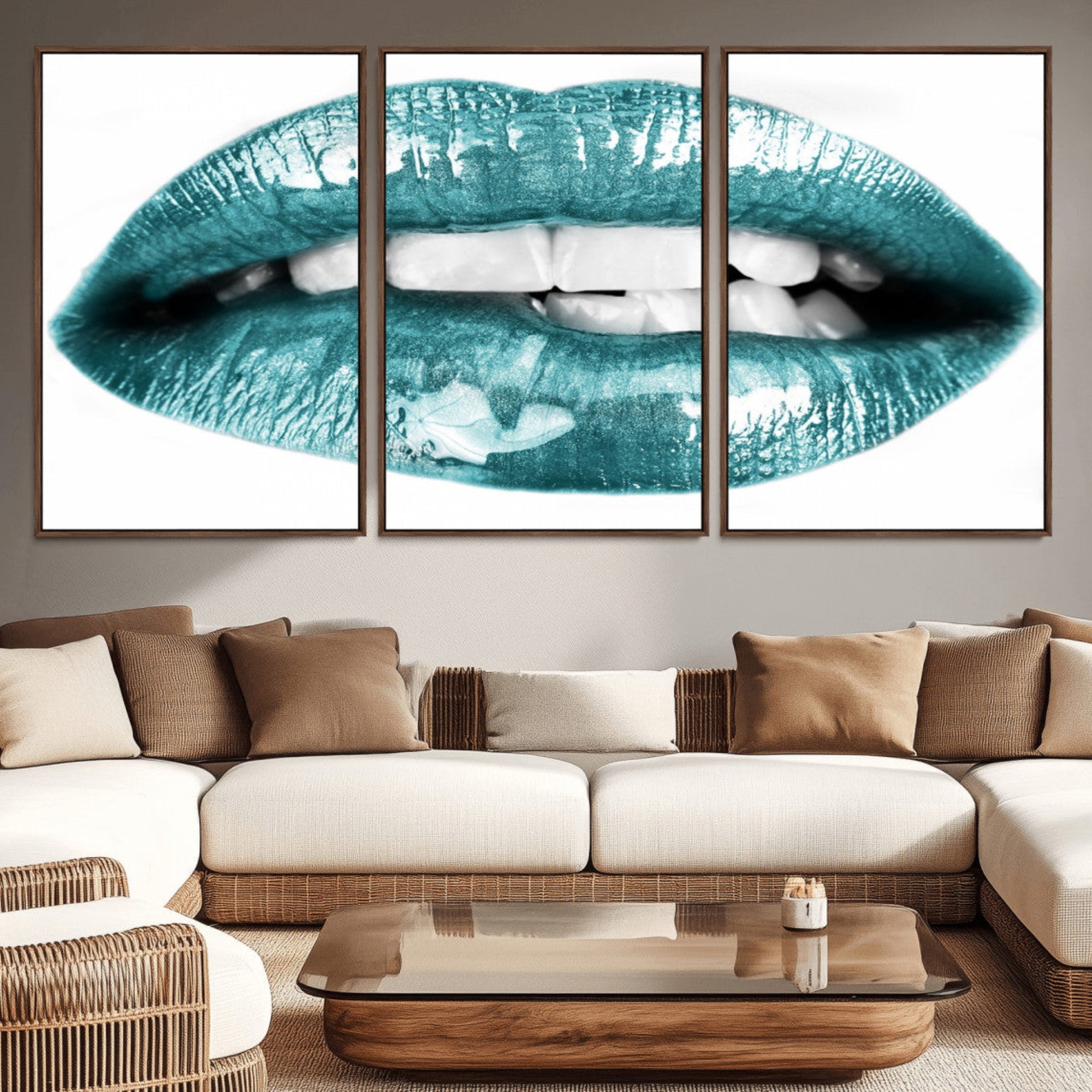 72429-MGV-CV-36X24-Blue Lips Wall Art Canvas Print