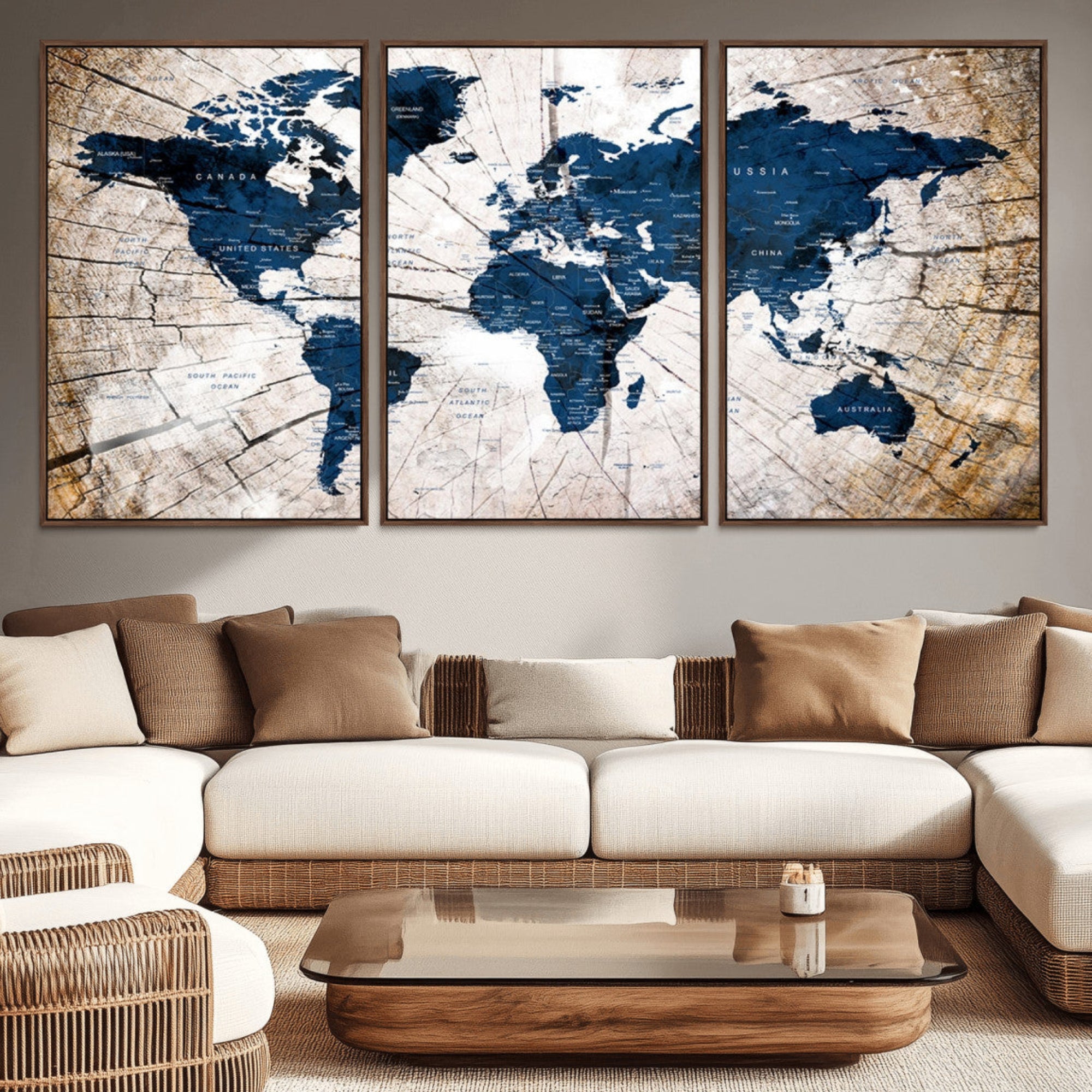 78956-MGV-CV-36X24-Push Pin World Map Canvas Print – Travel Tracker Wall Art for Couples, Perfect Anniversary Gift for Home or Office Decor