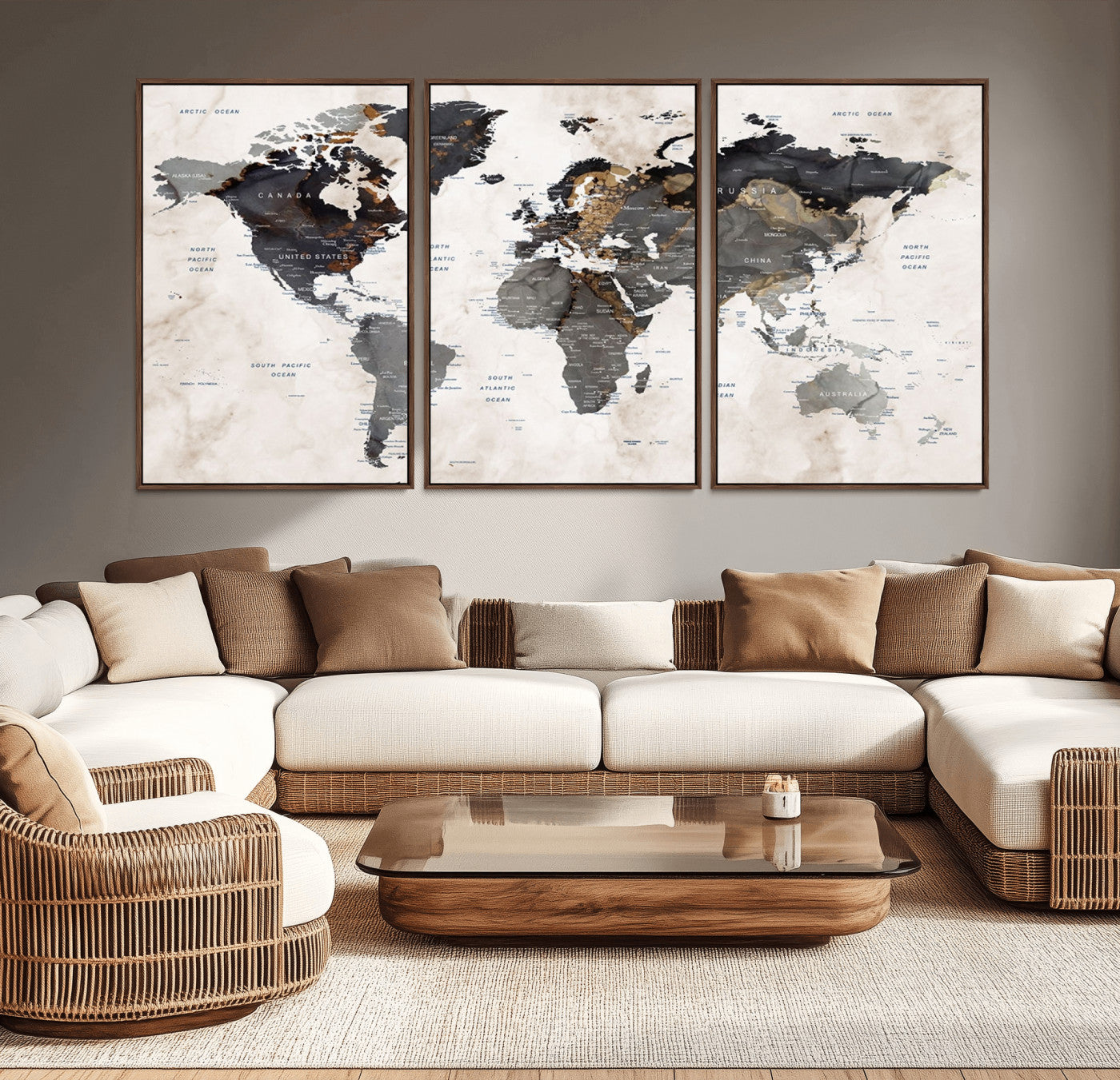 48937-MGV-CV-36X24-Push Pin World Map Canvas Print – Framed Travel Tracker Wall Art for Couples, Romantic Anniversary Gift and Home Decor