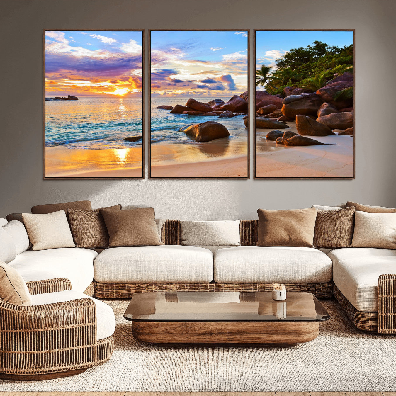 -Tropical Island Beach Sunset Canvas Print