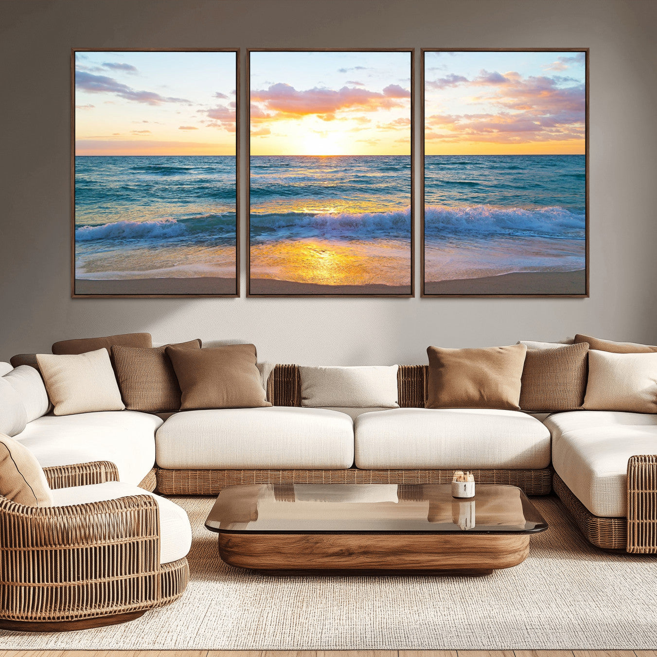 -Coastal Wall Art - Vintage World Map Canvas Print with Framed Design for Home or Office Decor,