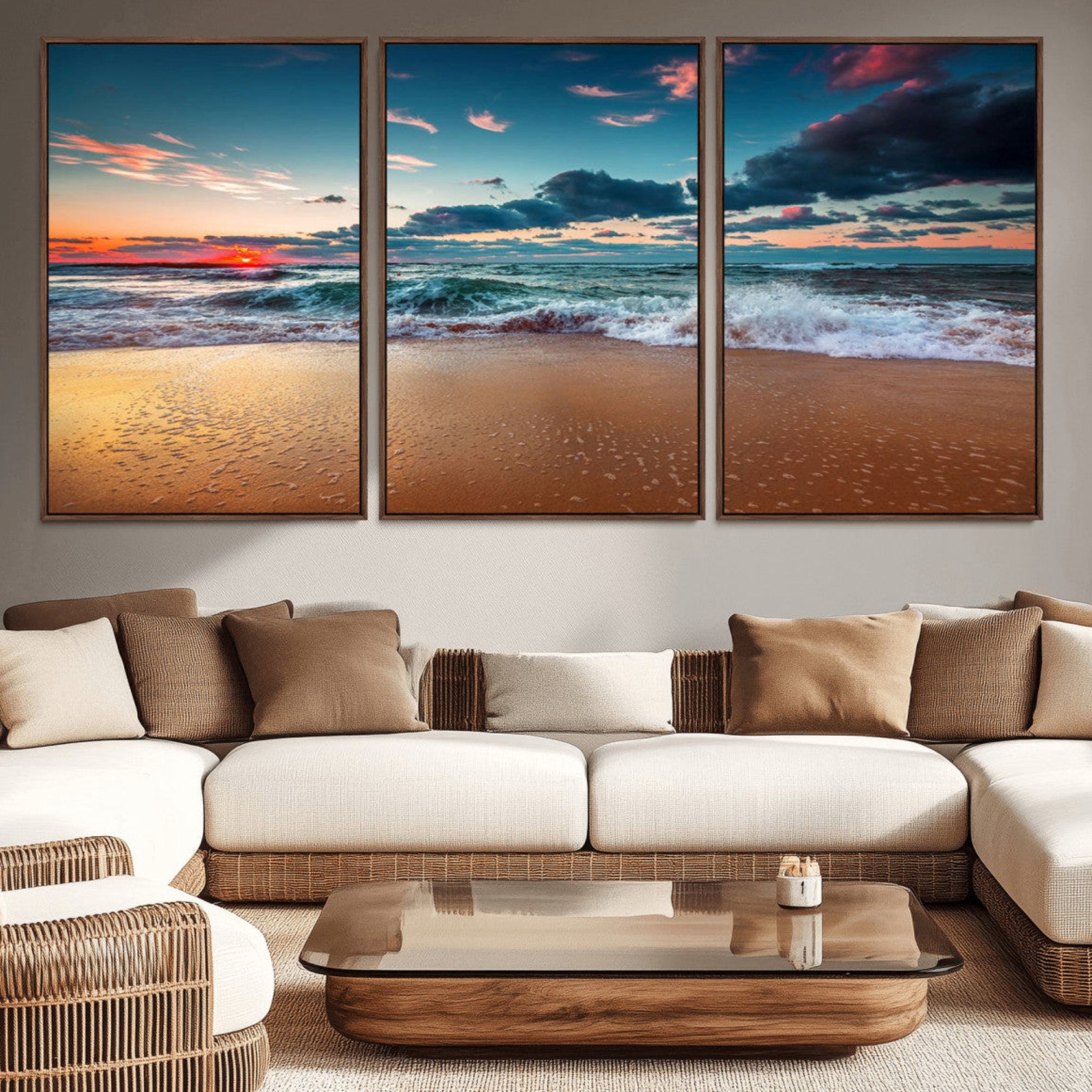 46642-MGV-CV-36X24-Sunset on Beach Wall Art Ocean Beach Canvas Print