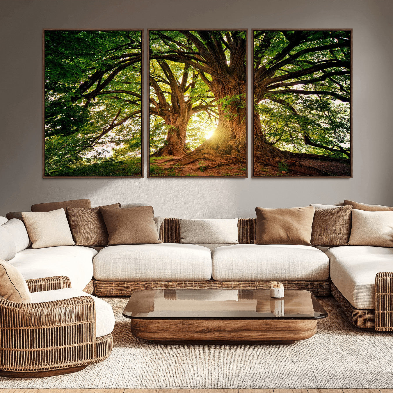 -Majestic Ancient Tree Wall Art, NatureCanvas Print, Woodland Art, Tree of Life Artwork, Sunlit
