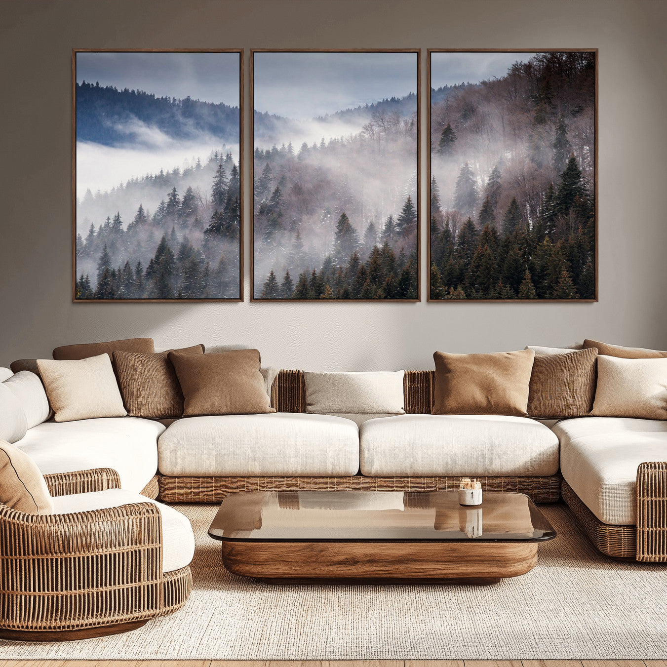 18459-MGV-CV-36X24-Beautiful Rising Fog in Winter Mountain Landscape- Framed Rising Fog in Winter Mountain Canvas