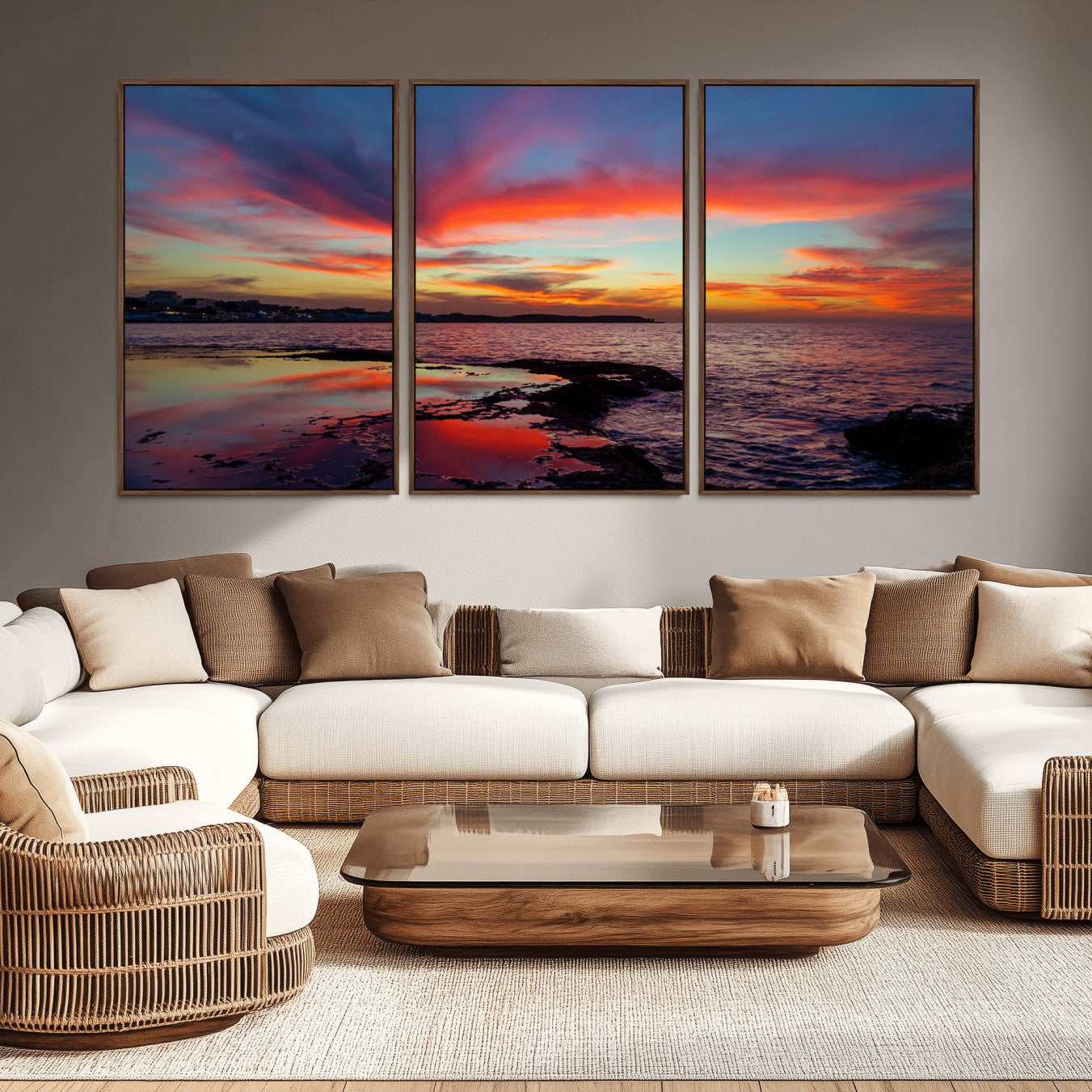 70627-MGV-CV-36X24-Glorious Sunset on The Beach Wall Art Canvas Print