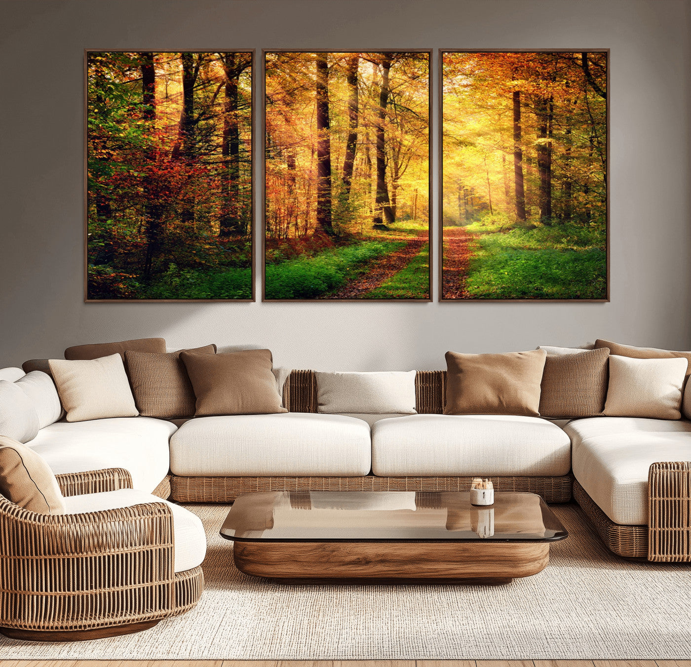 -Sunlight Through Trees Wall Art Canvas Print - Autumn Forest Wall Art Canvas Print