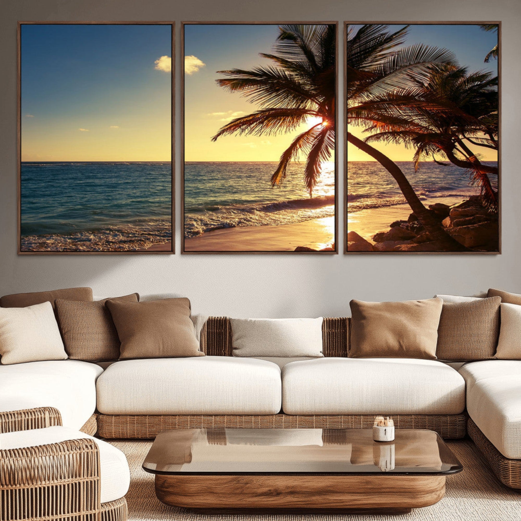 82710-MGV-CV-36X24-Sunset Palm Trees Wall Art Canvas Print