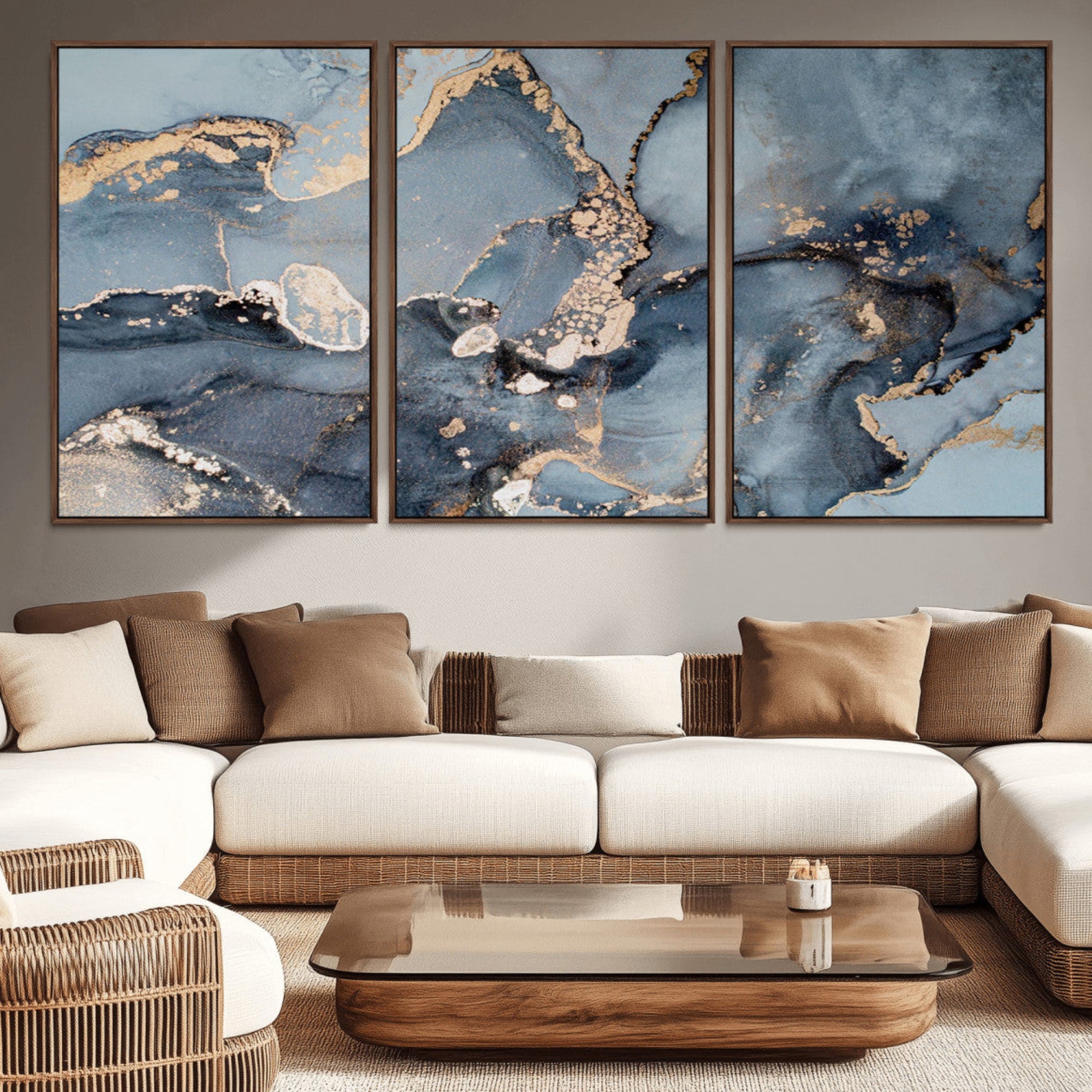 17119-MGV-CV-36X24-Multipanel Marble Fluid Effect Wall Art Abstract Canvas Wall Art Print