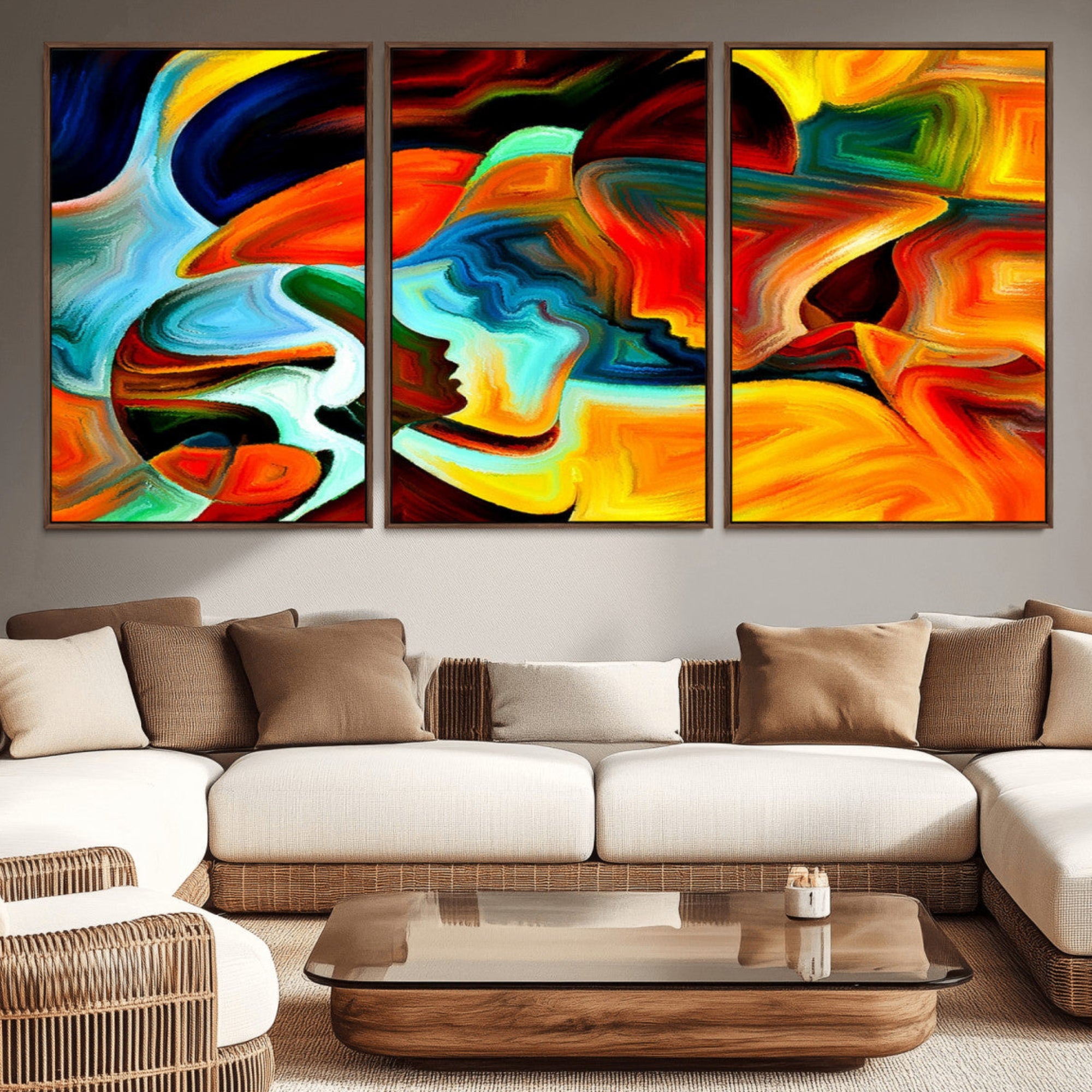 70242-MGV-CV-36X24-Human Love Figures Abstract Wall Art Canvas Print