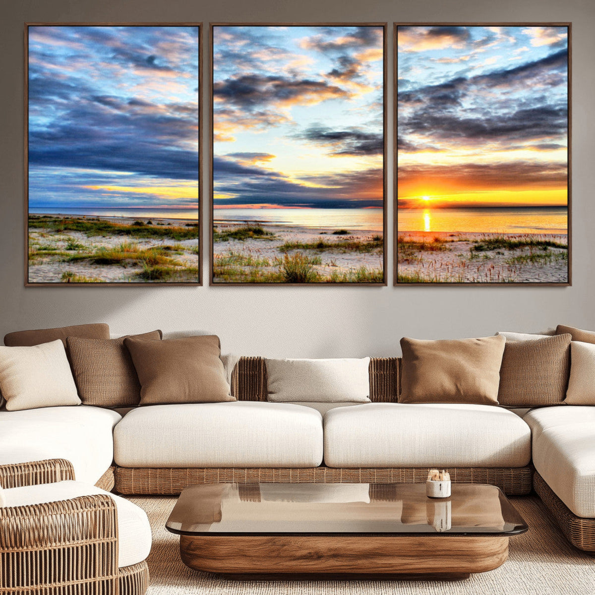 Sunset On The Ocean Wall Art Canvas Print – MyGreatCanvas | Premium ...