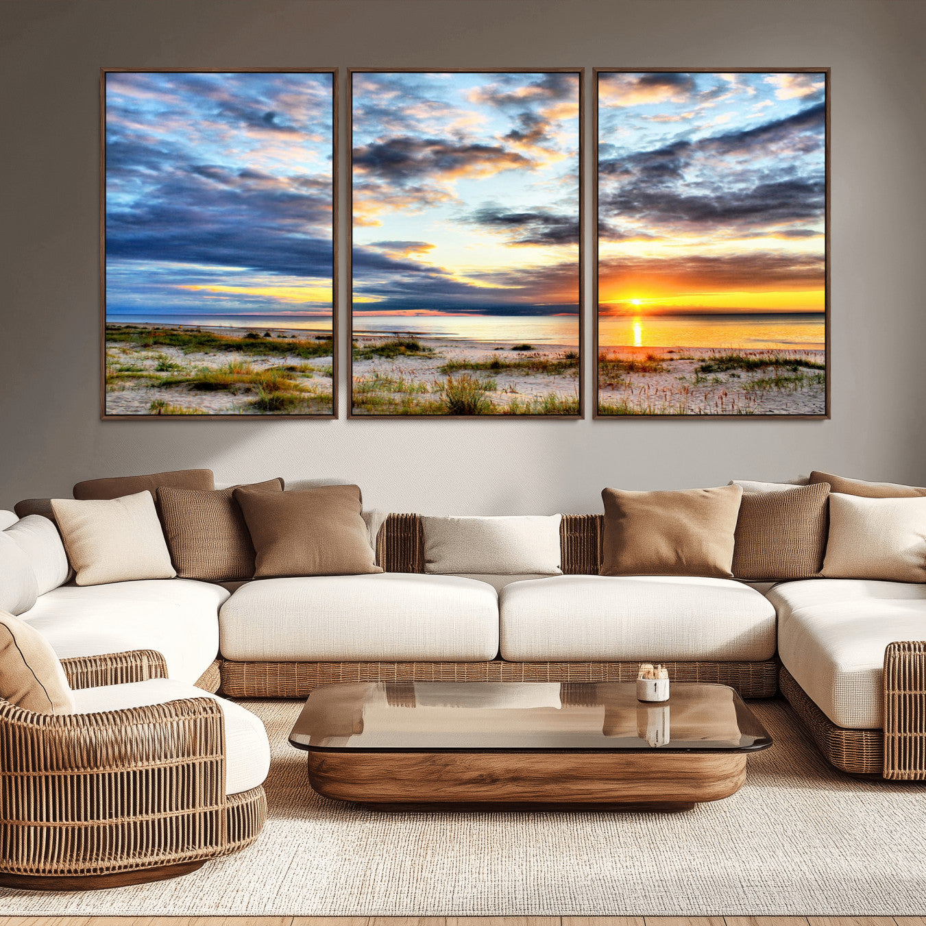 -Sunset On The Ocean Wall Art Canvas Print