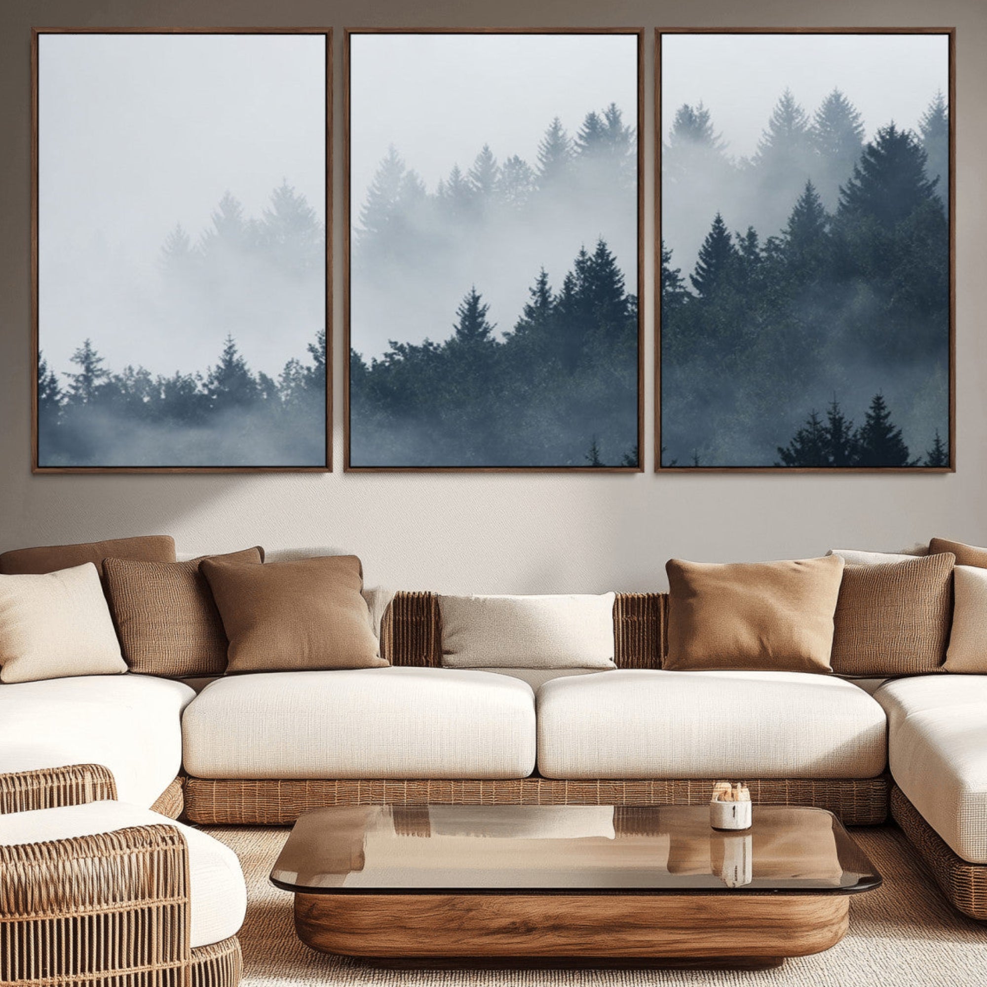 23671-MGV-CV-36X24-Foggy Pine Forest Wall Art Canvas Print