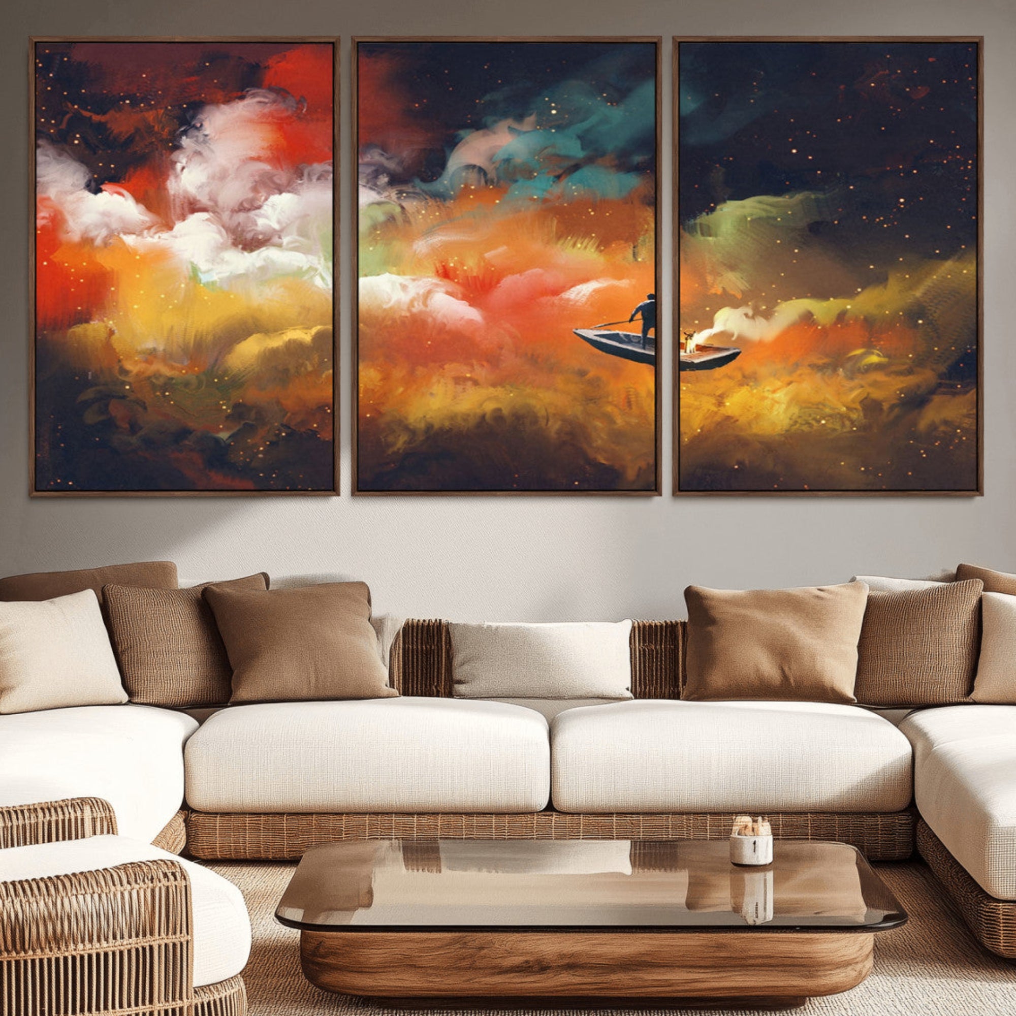 Surreal Space Adventure Canvas - Abstract Galaxy Wall Art