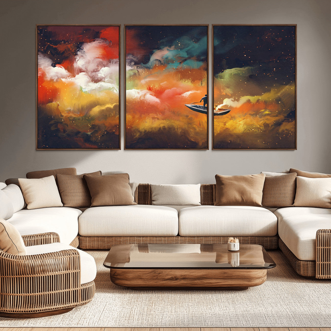 45085-MGV-CV-36X24-Surreal Space Adventure Canvas Wall Art – Dreamlike Abstract Galaxy Print – Framed and Ready to Hang