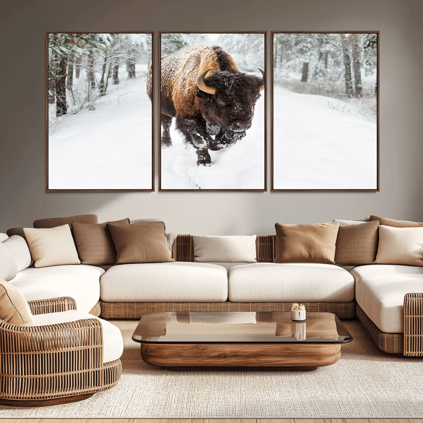 10109-MGV-CV-36X24-Bison Wall Art Canvas Print For Farmhouse, Animal Canvas Print, Wild Animal Wall Art