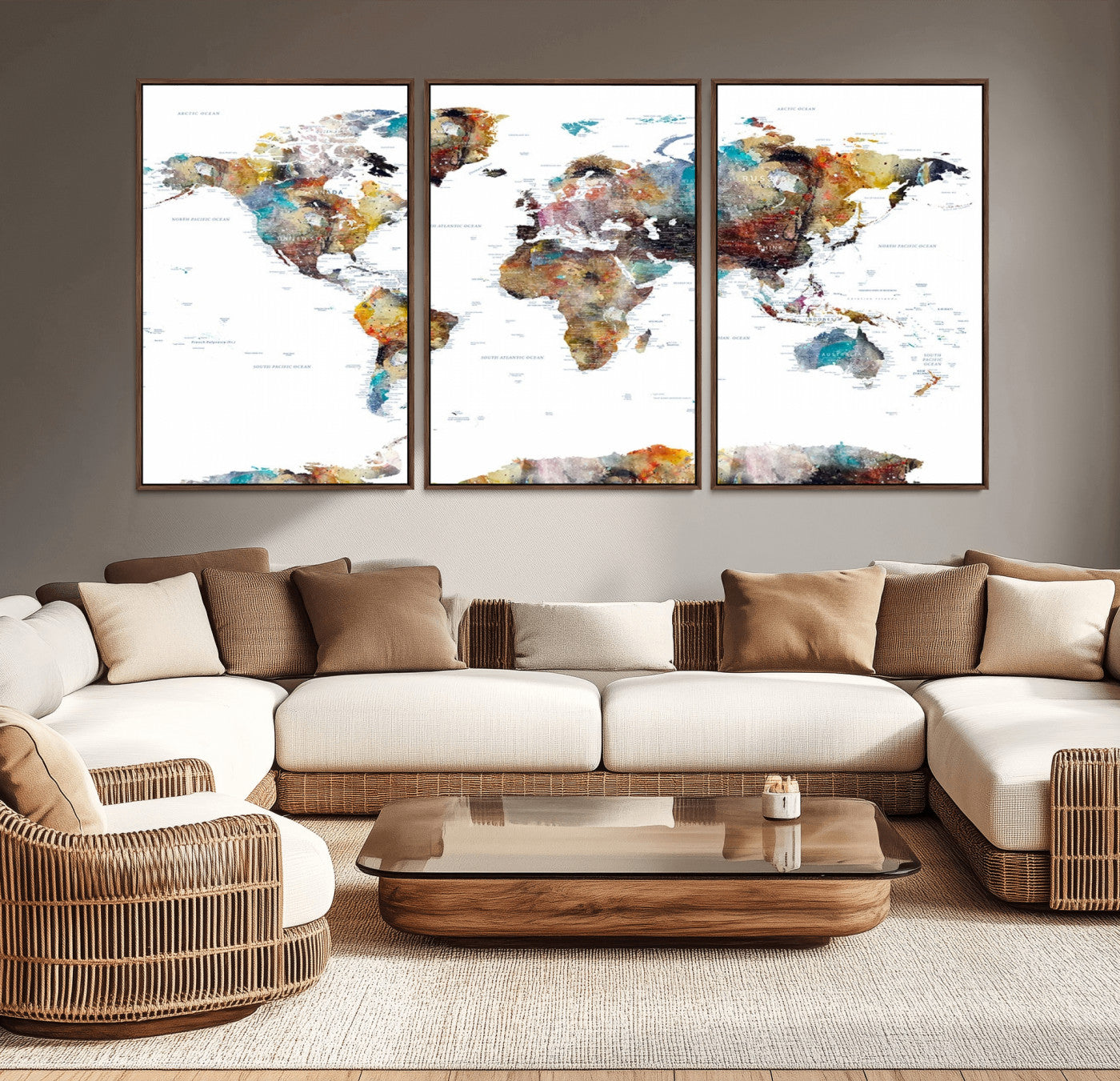 25251-MGV-CV-36X24-Push Pin World Map Canvas Print – Travel Tracker Wall Art for Couples, Perfect Anniversary Gift for Home or Office Decor