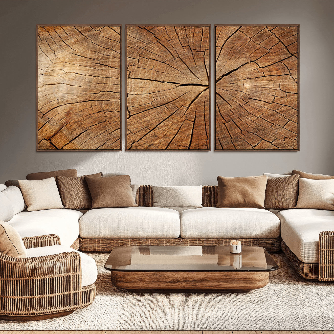 61710-MGV-CV-36X24-Tree Ring Canvas Art, Rustic Wood Grain Wall Art, Tree Slice Decor for Modern Homes, Giclee