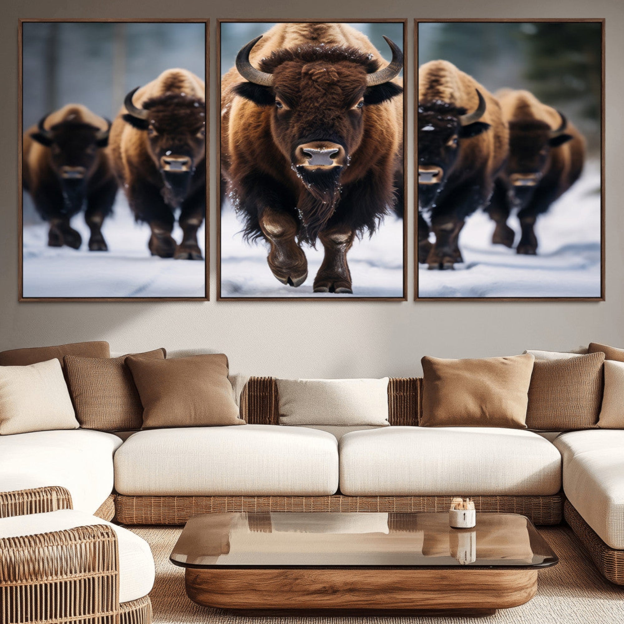 89854-MGV-CV-36X24-Buffalo Wall Art Canvas Print, American Bison Herd Wall Art Canvas Print - Bison Canvas Print