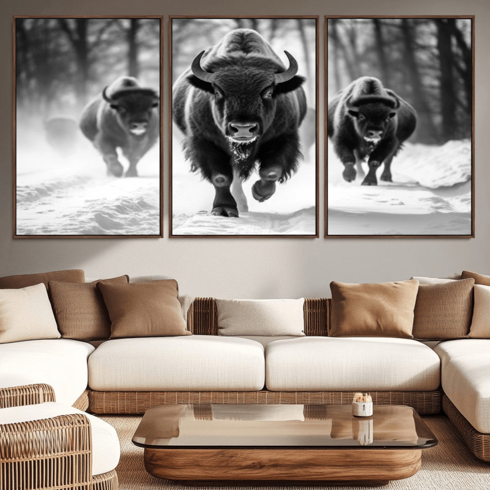 97552-MGV-CV-36X24-Buffalo Wall Art Canvas Print, Bison Family Wall Art Canvas Print