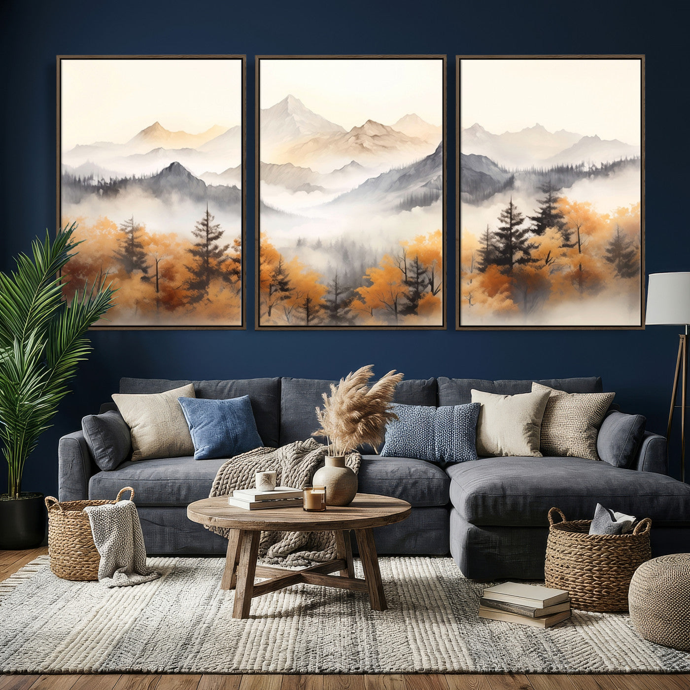 70049-MGV-CV-36X24 - Abstract Mountain Wall Art | Misty Mountain Forest and Mountains Canvas Print for Living Room,