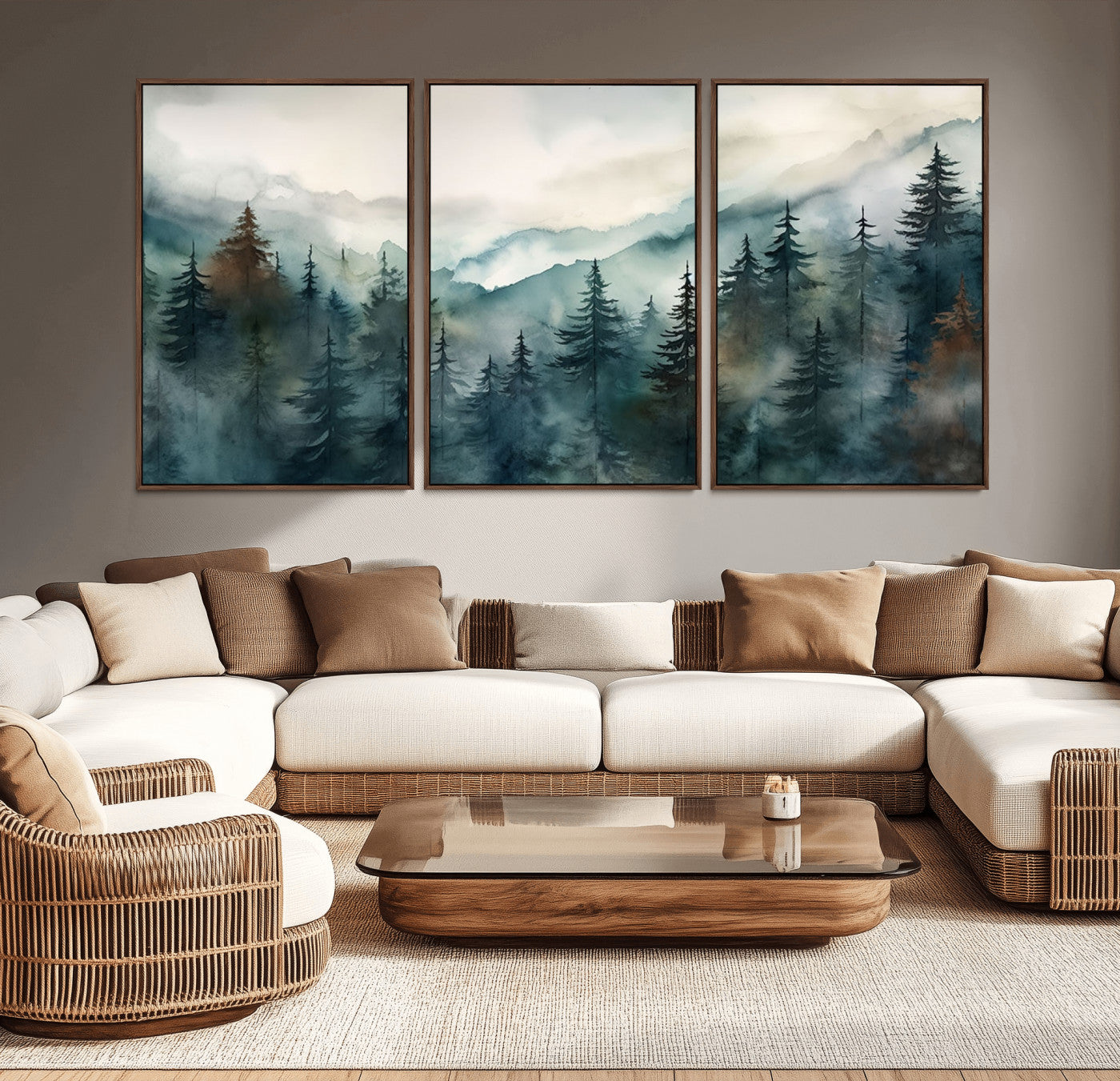 48468-MGV-CV-36X24-Serenity Forest Wall Art Canvas | Foggy Mountain Landscape Canvas Print for Living Room or Office |