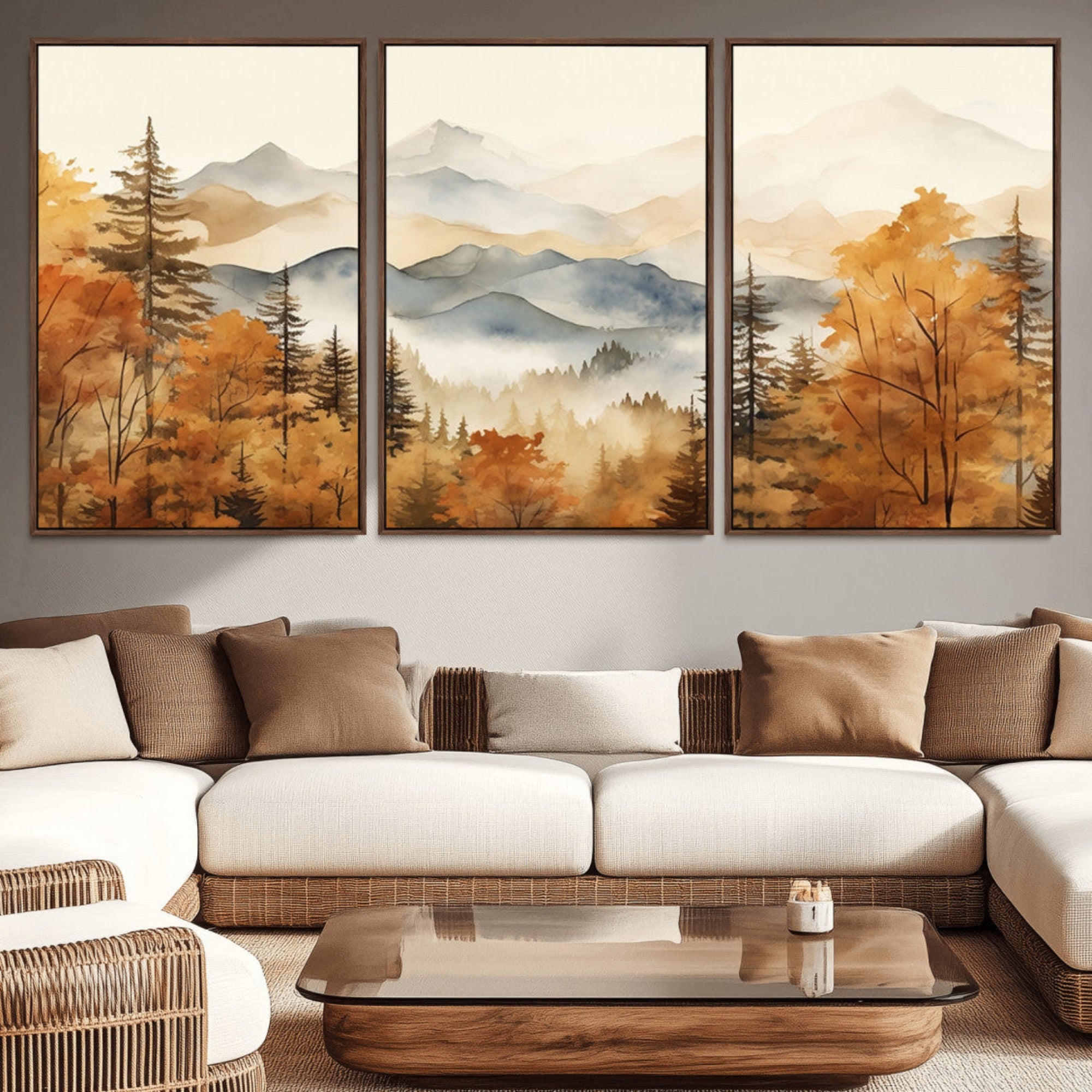 72950-MGV-CV-36X24-Golden Autumn Forest Wall Art Canvas | Mountain Landscape Canvas Print for Living Room or Bedroom |