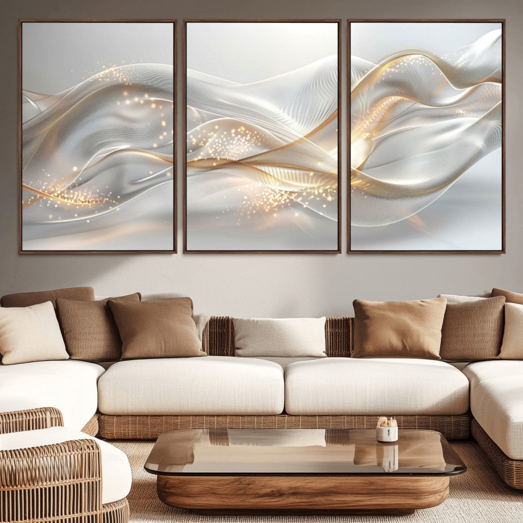 Lines2-MGV-CV-36X24-Abstract art Grey and Gold Lines Wall Art