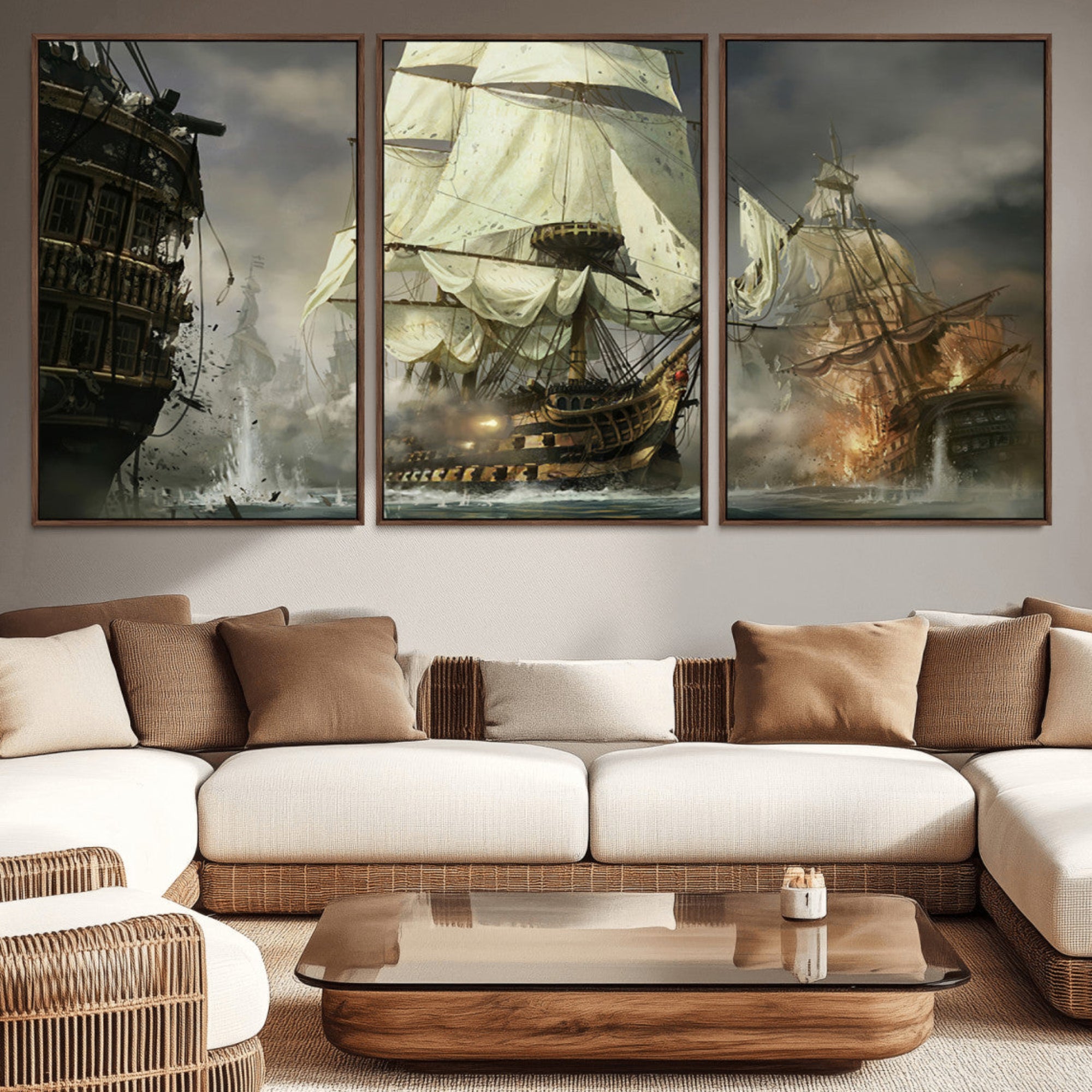 26512-MGV-CV-36X24-Pirate Ship War Wall Art Canvas Print