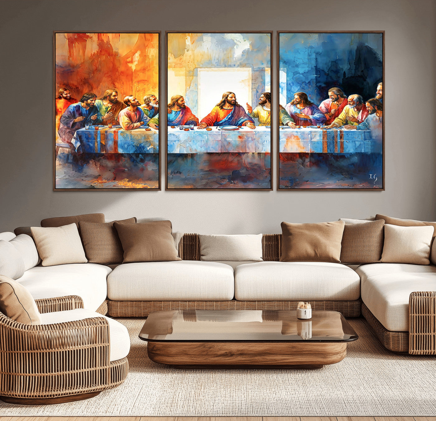 -Abstract Watercolor The Last Supper Wall Art