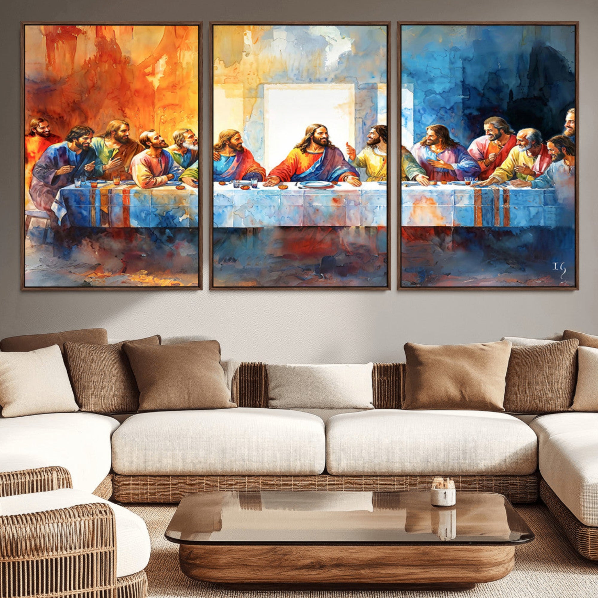 30929-MGV-CV-36X24-Abstract Watercolor The Last Supper Wall Art