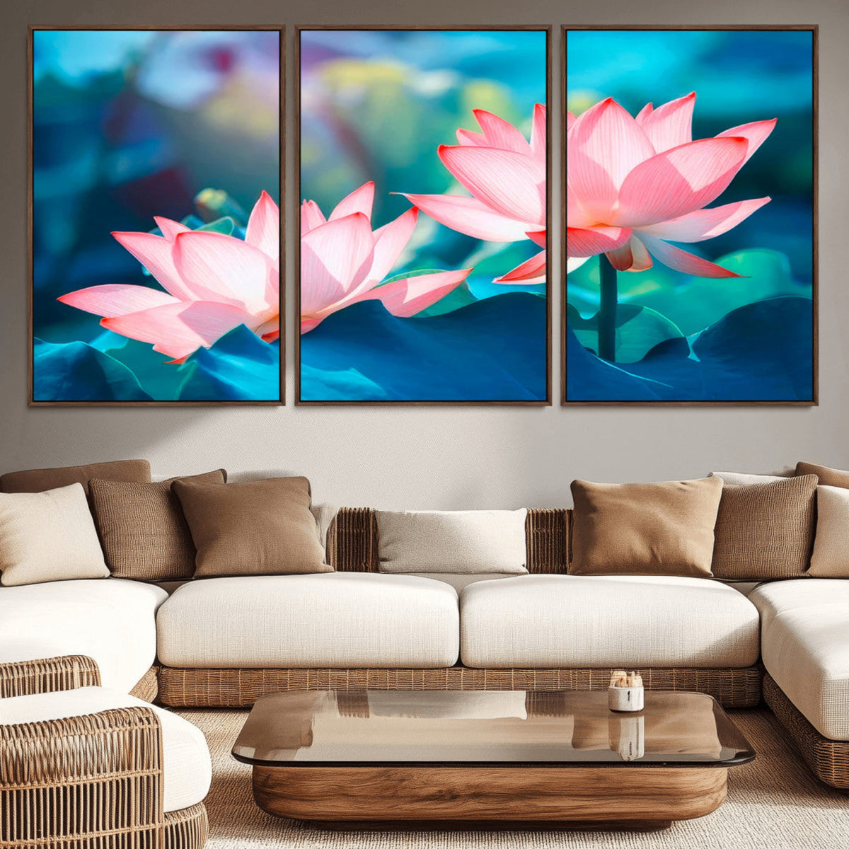 Pink Lotus Flower Canvas Wall Art | Vibrant Floral Wall Decor for ...