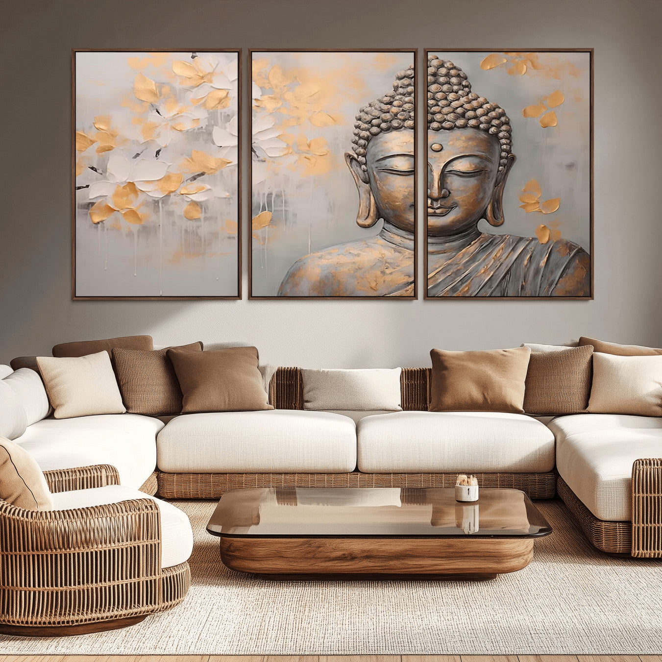 -Abstract Buddha Statue Wall Art Canvas Print - Modern Meditation Decor for Living Room, Office, Yoga