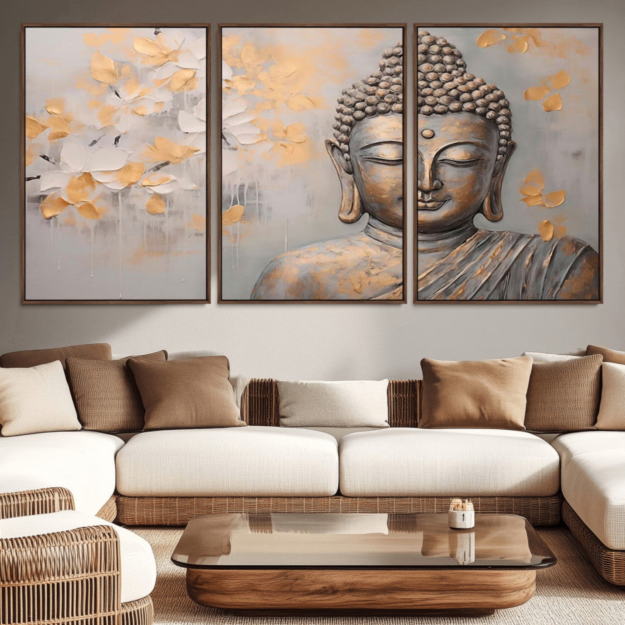 19919-MGV-CV-36X24-Abstract Buddha Statue Wall Art Canvas Print - Modern Meditation Decor for Living Room, Office, Yoga