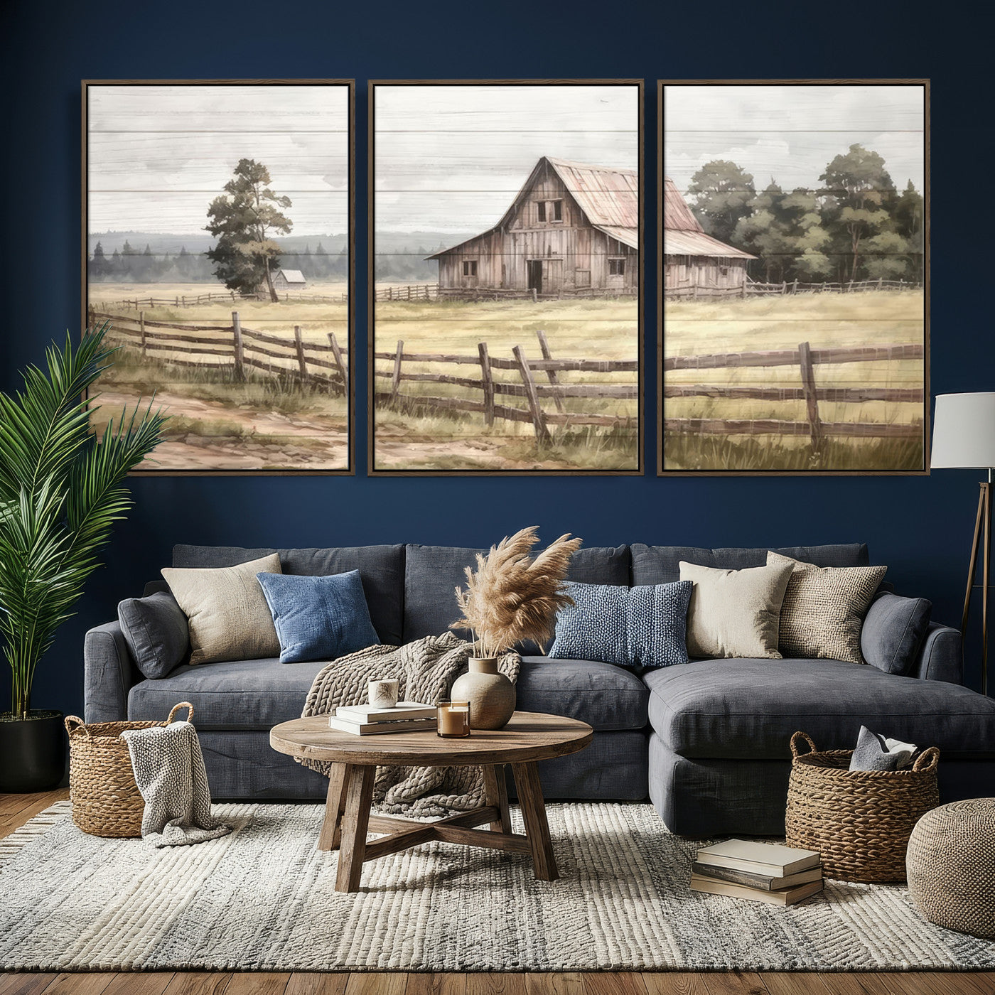 87489-MGV-CV-36X24 - Rustic Farmhouse Barn Wall Art | Framed Gallery Wrap Barn Giclee Canvas Print for Farmhouse Decor