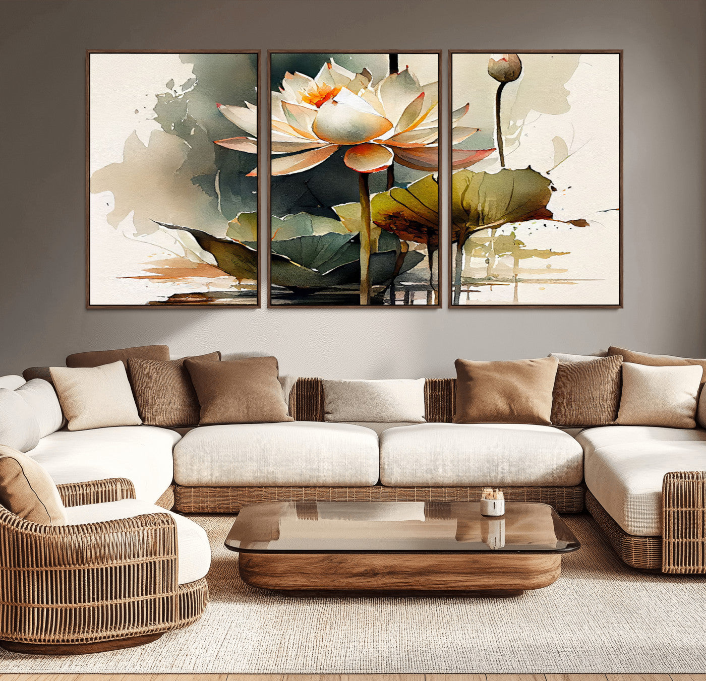 62531-MGV-CV-36X24-Lotus Flower Watercolor Canvas Print – A Symbol of Serenity and Growth, Captured in Soft Watercolors