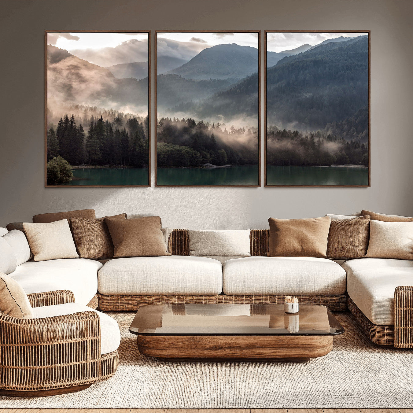 -Foggy Mountain Canvas Print Forest Wall Art
