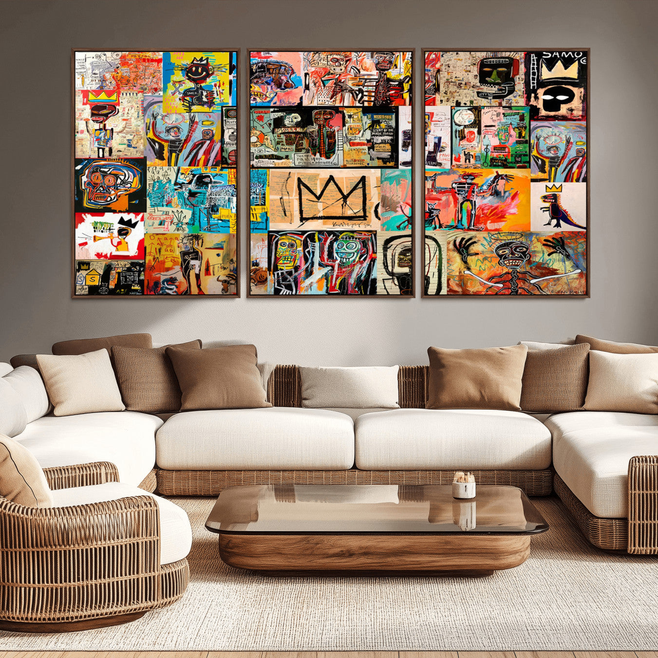 -Abstract Art Collage Wall Art Canvas Print – Framed, Ready to Hang, Urban Graffiti Style
